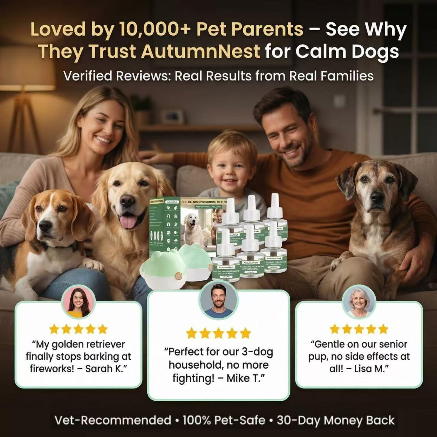 8-in-1 Dog Calming Pheromone Diffuser Kit – Pet Stress Support (2 Plug-Ins & 6x48ml Refills), Calming Diffuser for Dog During Thunderstorms, Travel, Separation, Fireworks & Vet Visits, 180-Day Supply WN420