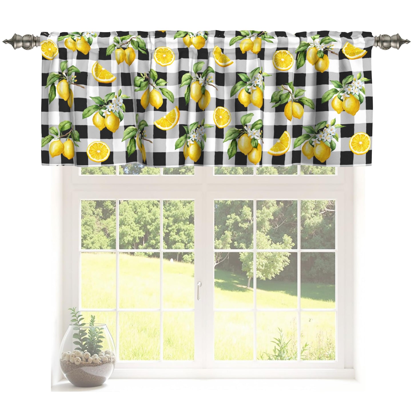 Patriotic Valance for Kitchen 2 Pack 54"x18" American Flag Curtains for Windows Red White Blue Stars 4th of July Independence Day Eucalyptus Leaf Window Treatment Rod Pocket Valance for Home Decor BST326L