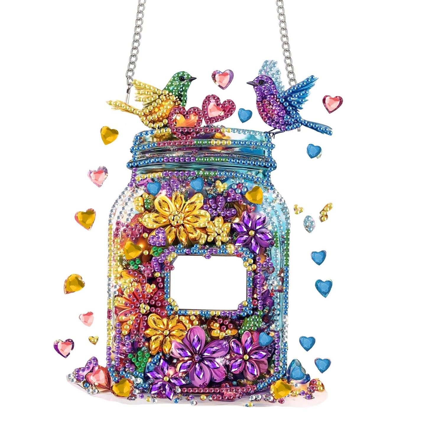 Bimkole Cat Diamond Art Hanging Kit for Adult, DIY 5D Animals Diamond Art Painting Window Pendant, Acrylic Crystal Art Hanging Ornament for Wall Home Garden Front Door Decor - 7.8x7.8 Inch BST220