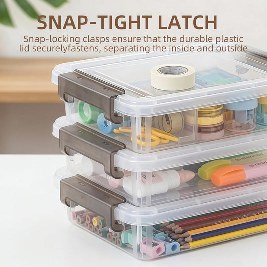 Citylife 3 PCS Plastic Storage Bins with Latching Lids 100