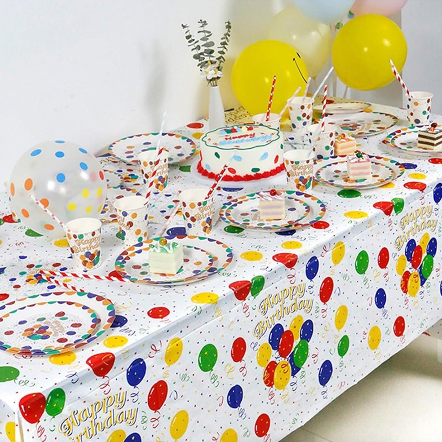 Serves 20 Happy Birthday Plates Party Supplies For Kids Girl & Boy Birthday Party Decoration 7'' BST220