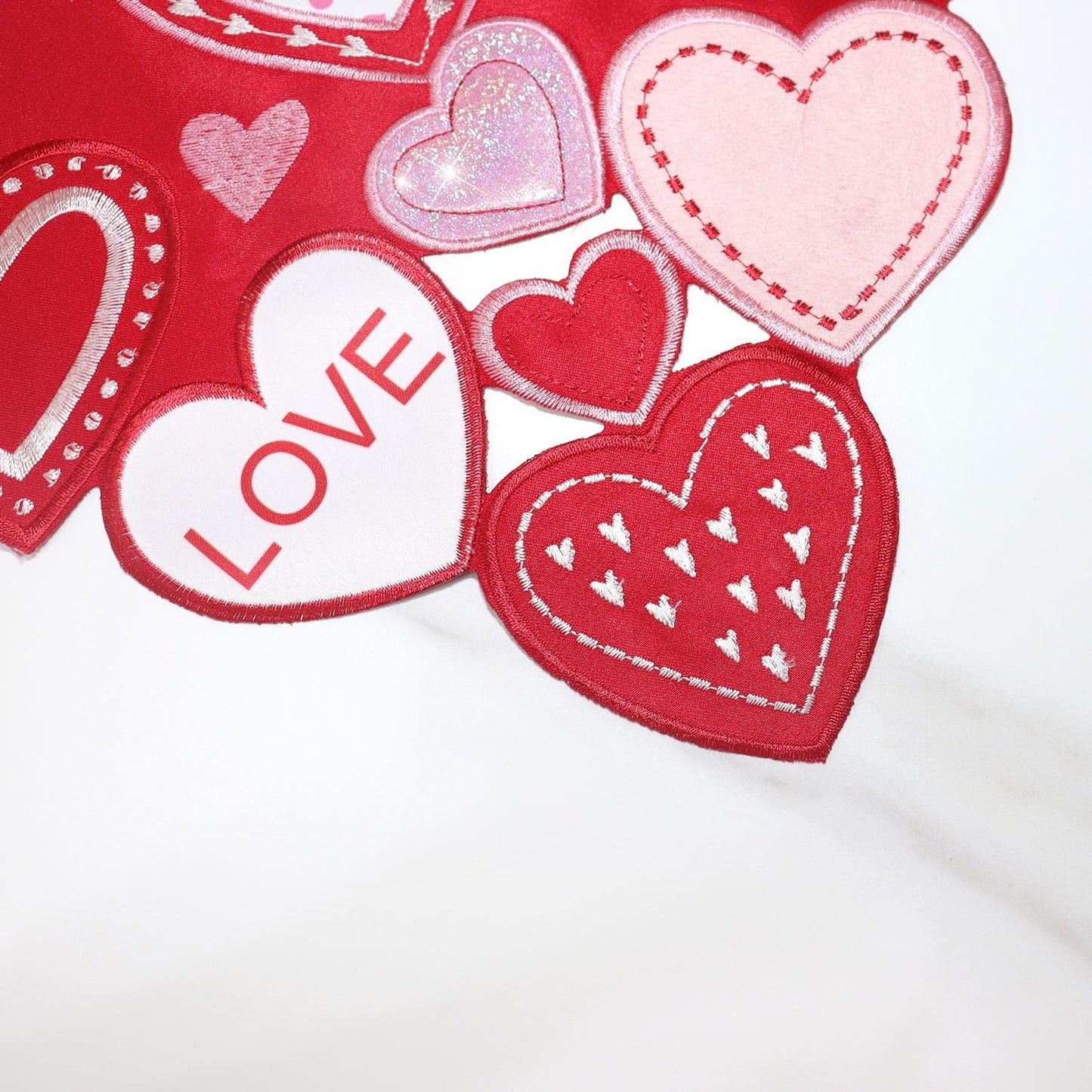 Valentines Table Runner Embroidered Red Love Heart Pink Valentines Day Runner for Table Decorations 54 inches Long Sparkle Cut Out Wedding XOXO BST202