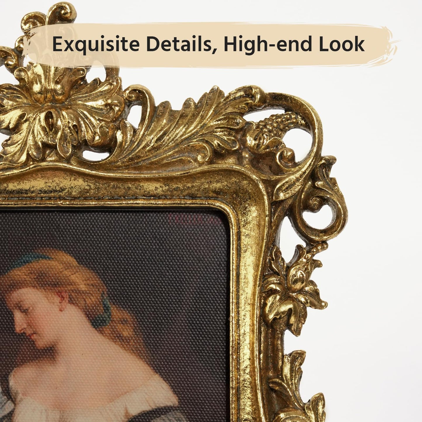 5x7 Wedding Picture Frame Gold,2 Pack Small Frame for Gallery Decor | Durable Resin Material,Tabletop & Wall Display,Real Glass,Rose Floral Design,Antique Brass Finish,Wedding Arrangement Decor BST326H