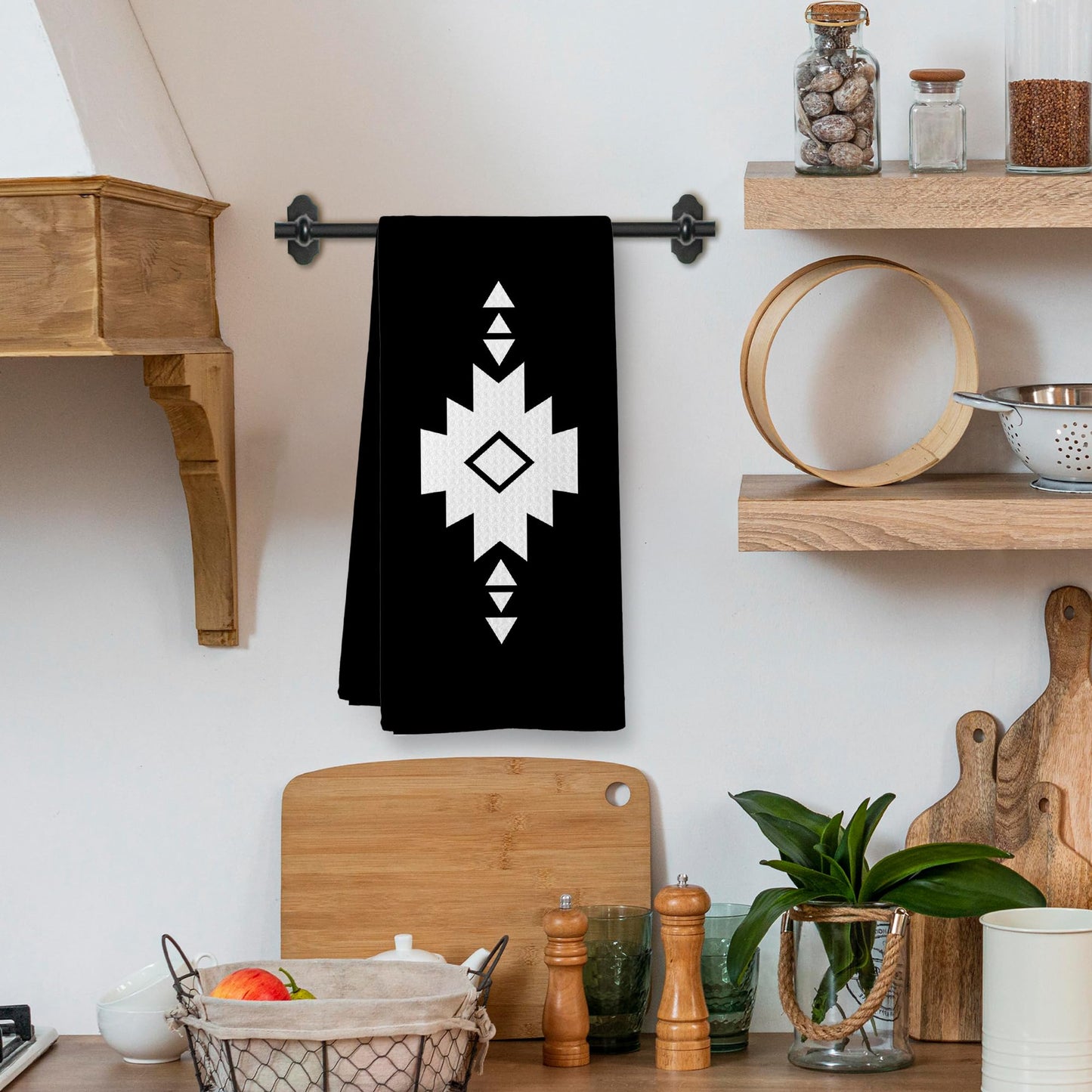 Western Boho Kitchen Towels, Southwestern Southwest Aztec Western Native American Bathroom Kitchen Decor, Western Cream Beige Neutral Decor Dish Hand Tea Towels for Bathroom Kitchen,16x24Inch BST326L