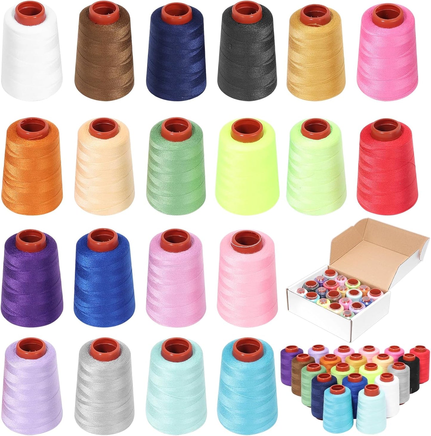 20 Pcs Sewing Embroidery Thread Kit, Each 800Y of Polyester Threads for Sewing Machine, All Purpose Color Sewing Thread of Polyester Threads for Sewing Machine, Hand Stitching, Quilting, Serger BST326H