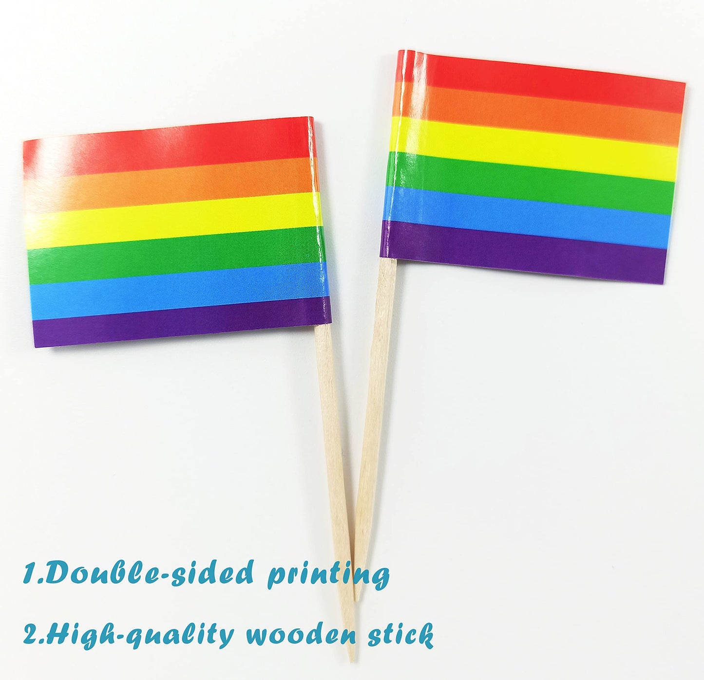 JBCD Rainbow Gay Pride Toothpick Flag Mini Small LGBT Cupcake Topper Flags, 100 pcs BST220