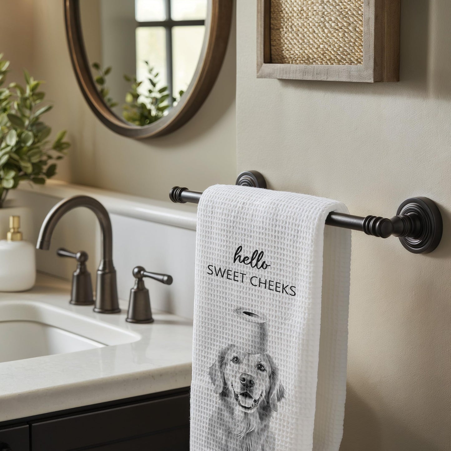 Funny Bear Bathroom Hand Towels Set of 2, Hello Sweet Bear Bathroom Decor, Funny Wild Animal Hand Towels for Washroom Restroom Decor, 16x24 Inch BST326L
