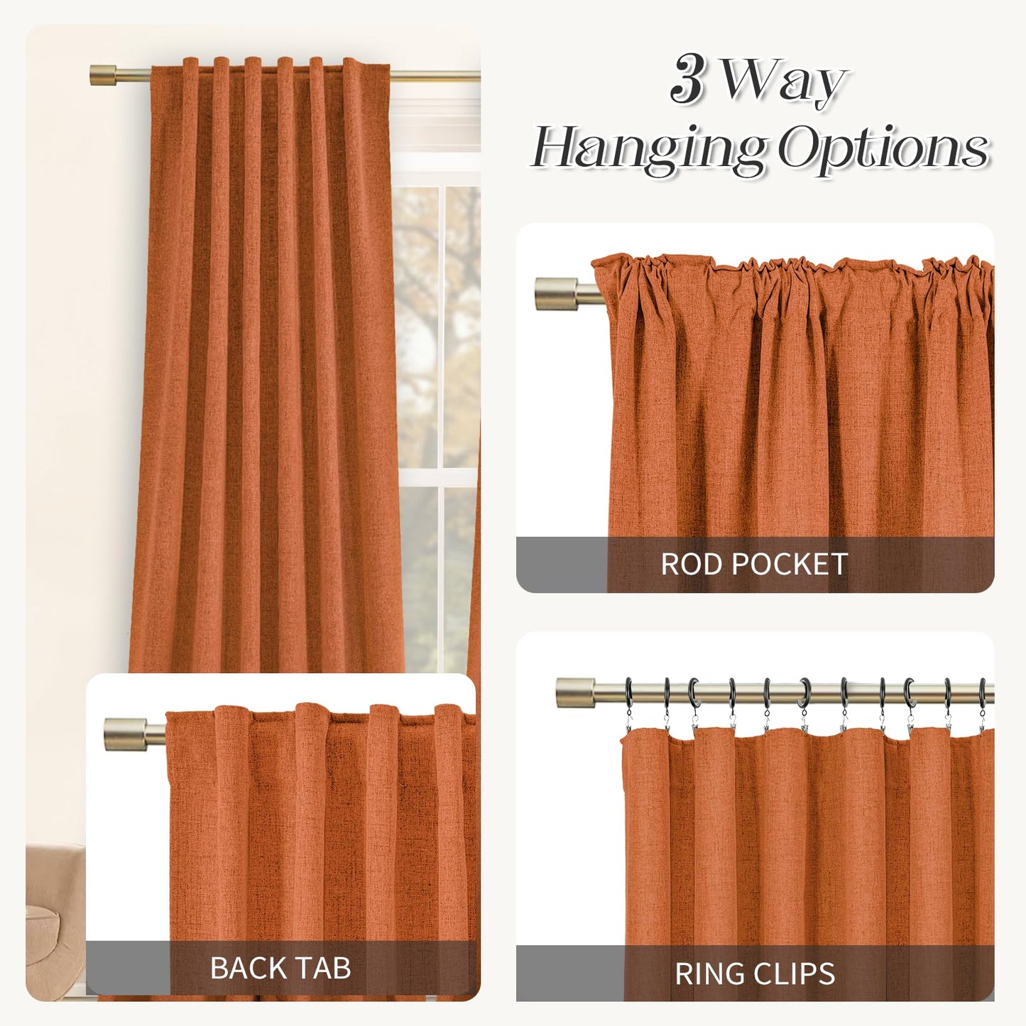 PANGSINNE Short Curtains for Windows Bathroom, 100% Blackout Linen Boho Back Tab Pleated Cafe Curtains for Kitchen Bedroom, 54 Inch Length 2 Panels Set, Dusty Blue BST326H