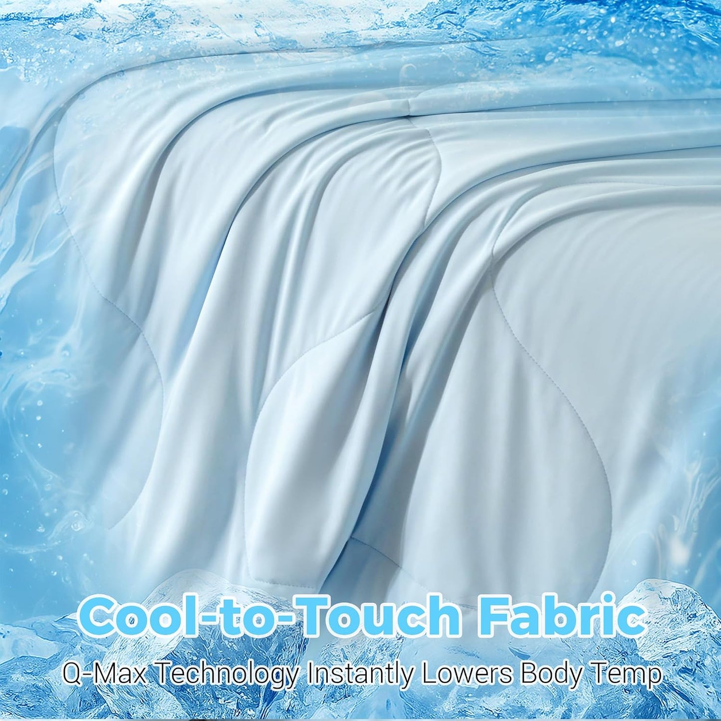 Cooling Comforter, Cold Blankets for Hot Sleepers and Night Sweats, Washable Lightweight Comforter，Smooth, Breathable, Soft and Comfortable (Gray Blue, Queen) BST202