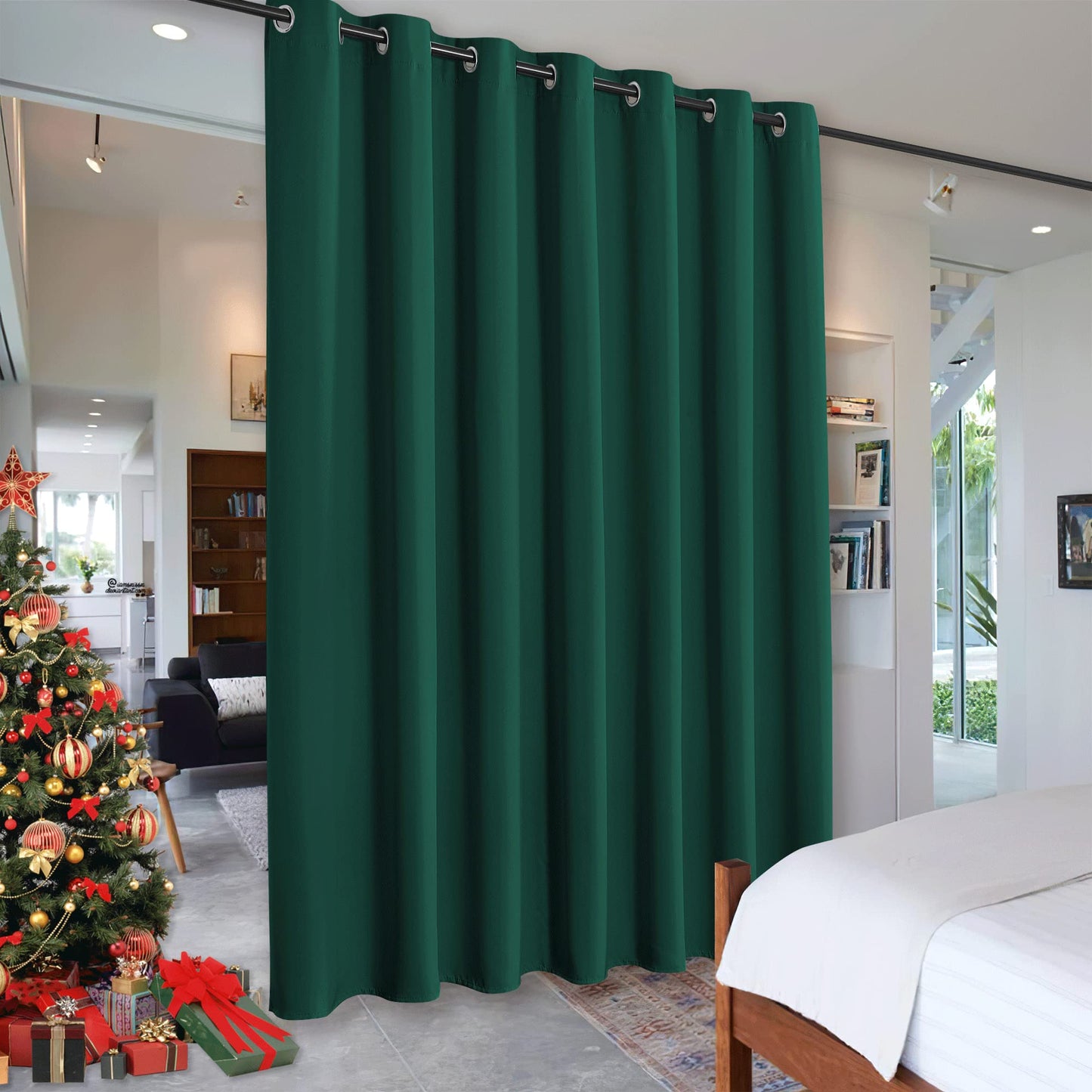 RYB HOME Room Divider Curtains Thermal Insulated Noise Reduce Privacy Window Curtains for Kids Bedroom Nursery Laundry Room Partitions, Wide 150 inches x Long 96 inches, Teal, 1 Panel BST220