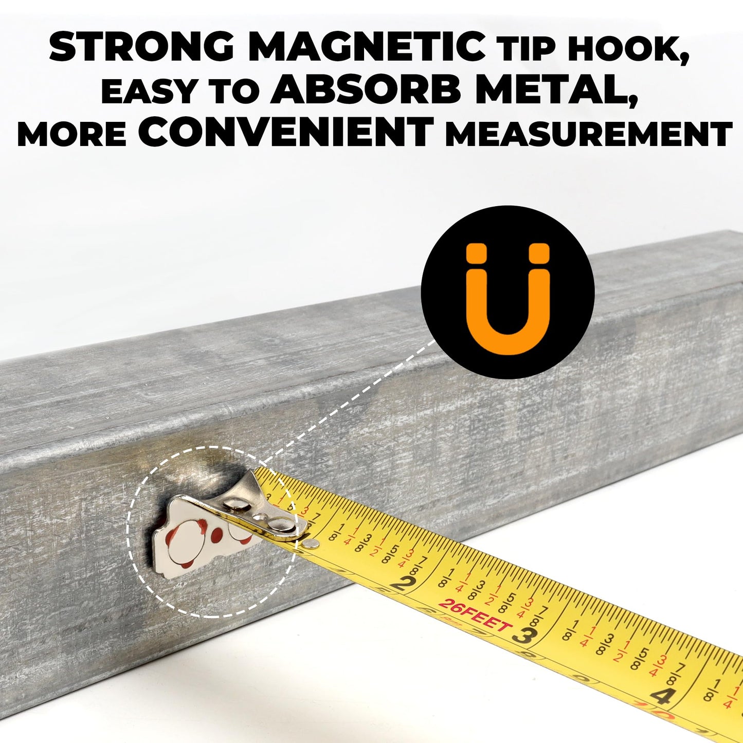 MulWark 25ft Metric Tape Measure, Measuring Tape Retractable, Easy Read Measurement Tape Both-Side Metal Blade, Magnetic Hook & Shockproof Case for Construction, Carpenter, Architect, Woodworking