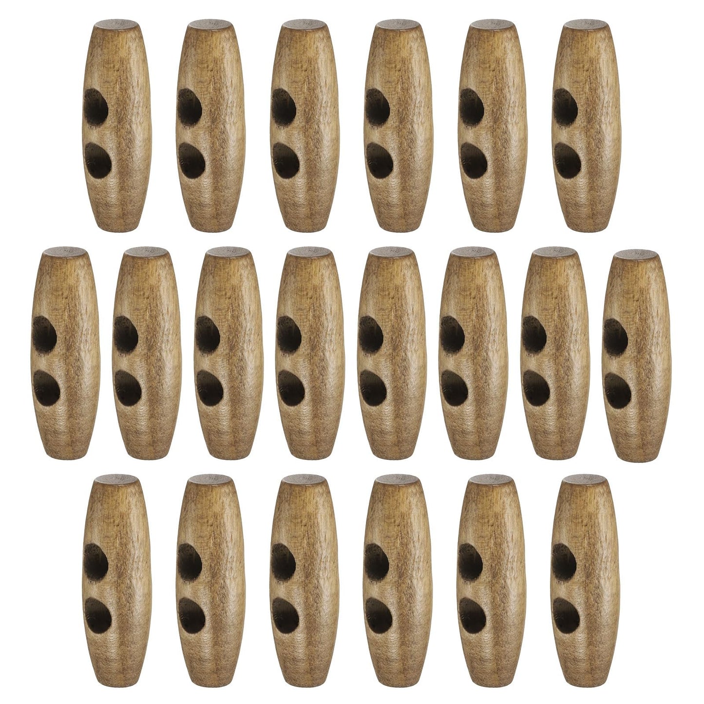 HARFINGTON 60mm / 2.4" Wooden Toggle Buttons 20pcs 2-Hole, Maroon | Wood Olive Sewing Buttons Horn Oval Buttons Sewing Accessories for Coat Sweaters Clothing DIY Craft BST326L