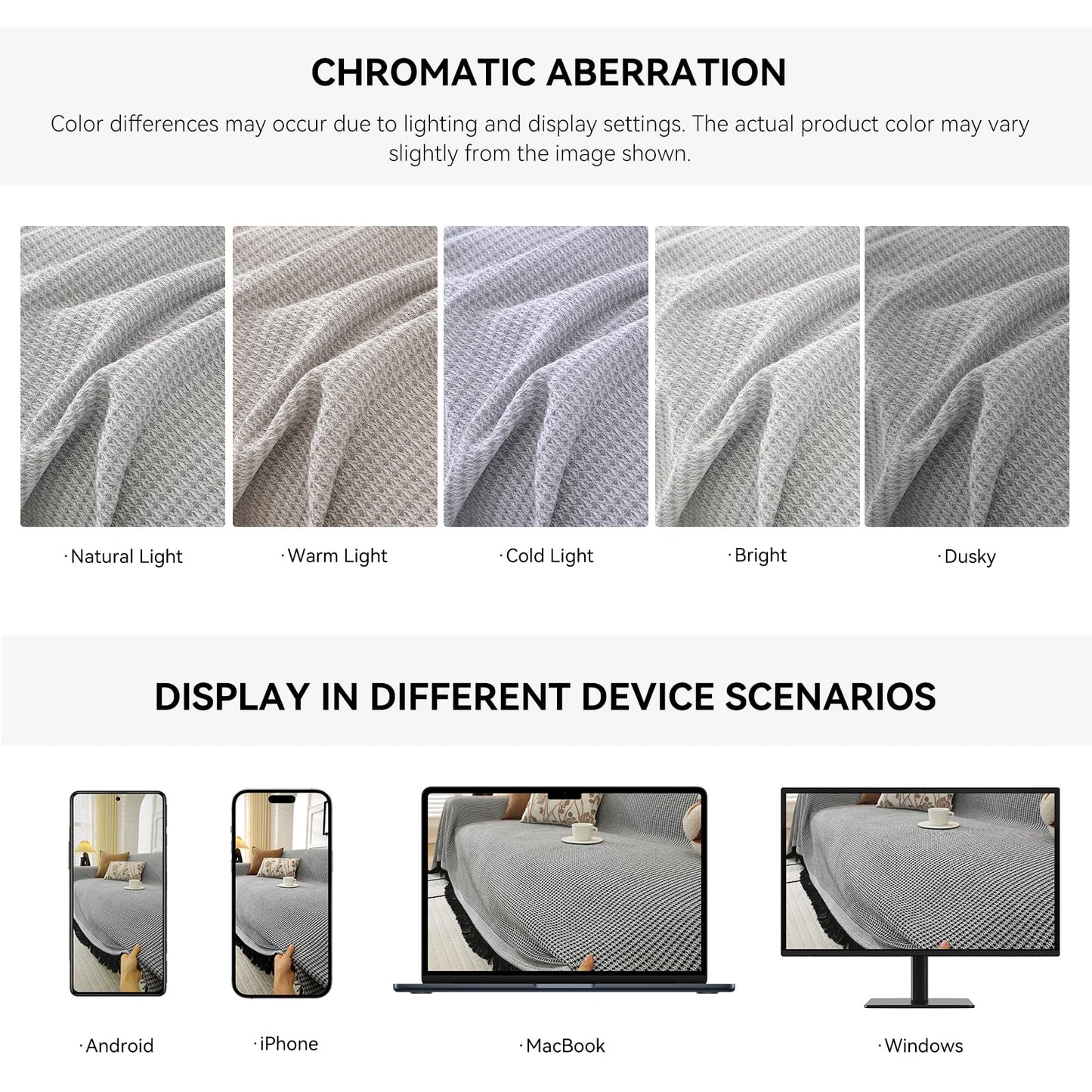 YDKGL Couch Covers Sofa Covers for Sectional Sofa 3 Cushion Sofa Pet Friendly, L Shaped Couch Cover Blanket Washable Non Slip Furniture Protector, Soft Sofa Slipcover for Kids Dogs, Dark Grey 91"x134" BST220