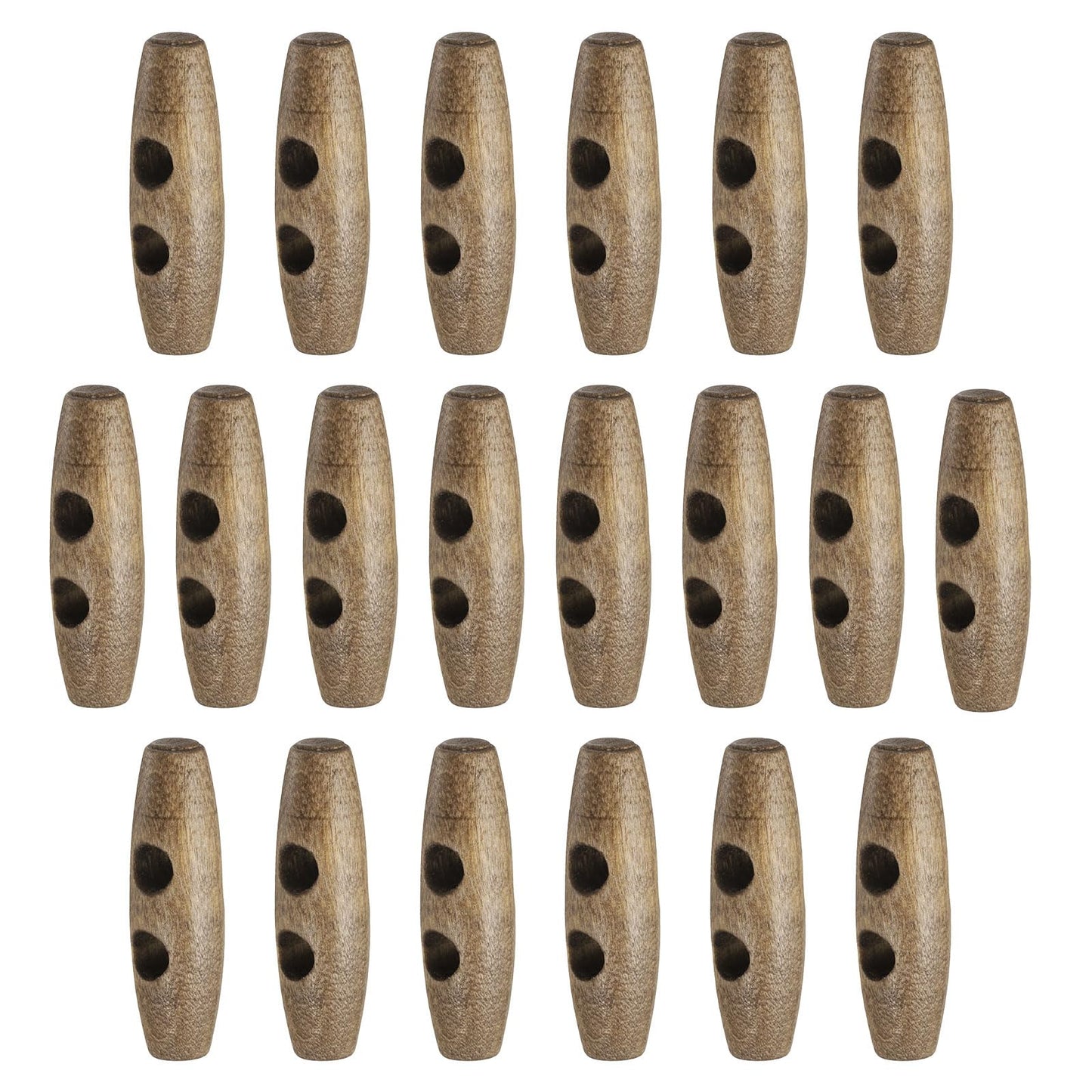 HARFINGTON 60mm / 2.4" Wooden Toggle Buttons 20pcs 2-Hole, Maroon | Wood Olive Sewing Buttons Horn Oval Buttons Sewing Accessories for Coat Sweaters Clothing DIY Craft BST326L
