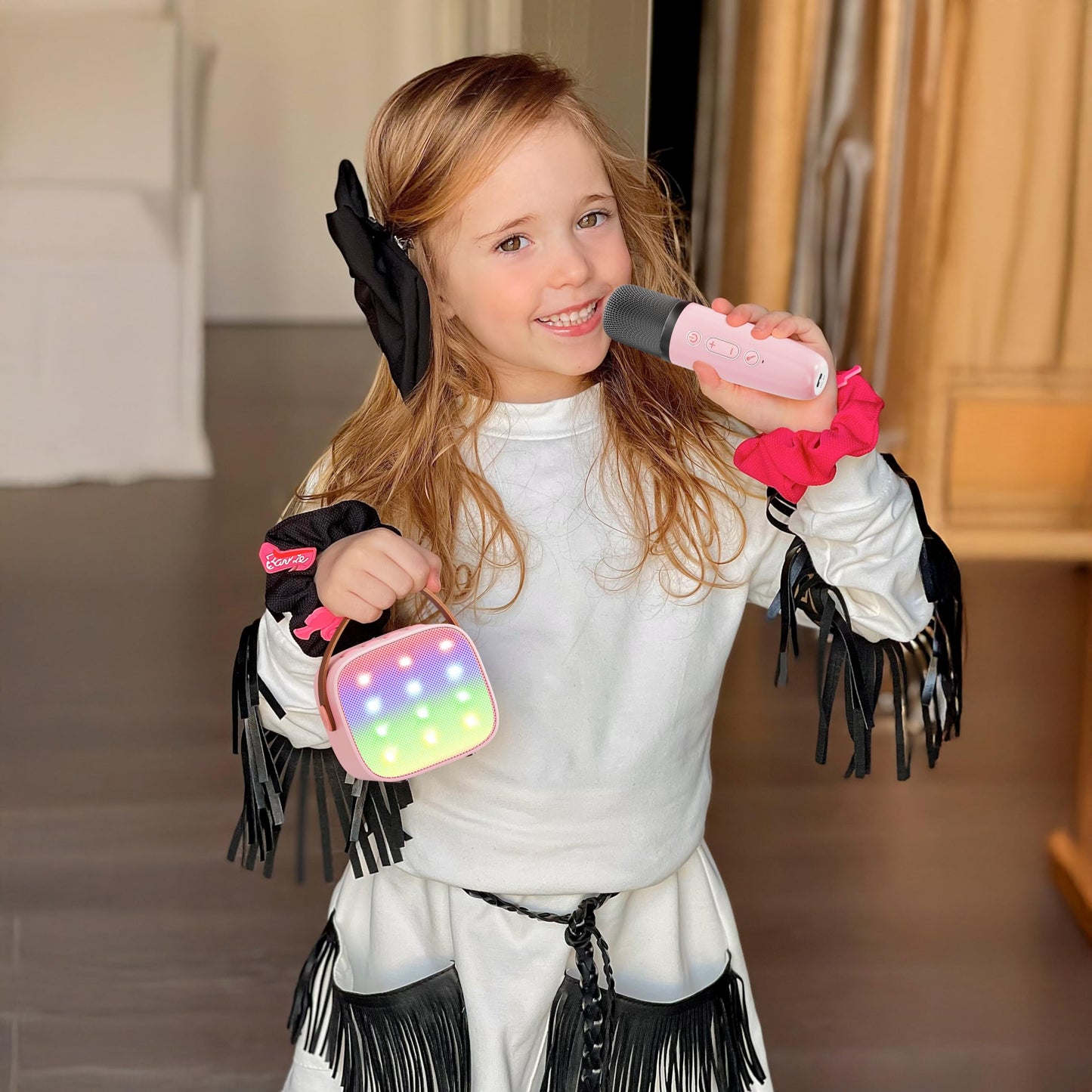 YLL Karaoke Machine for Kids, Portable Mini Speaker with 2 Wireless Microphones, TOP Kids Gifts for Girls Ages 3, 4, 5, 6, 7, 8, 9, 10+ Years Old, 4-12th Birthday Singing Present Toy Party (Purple)