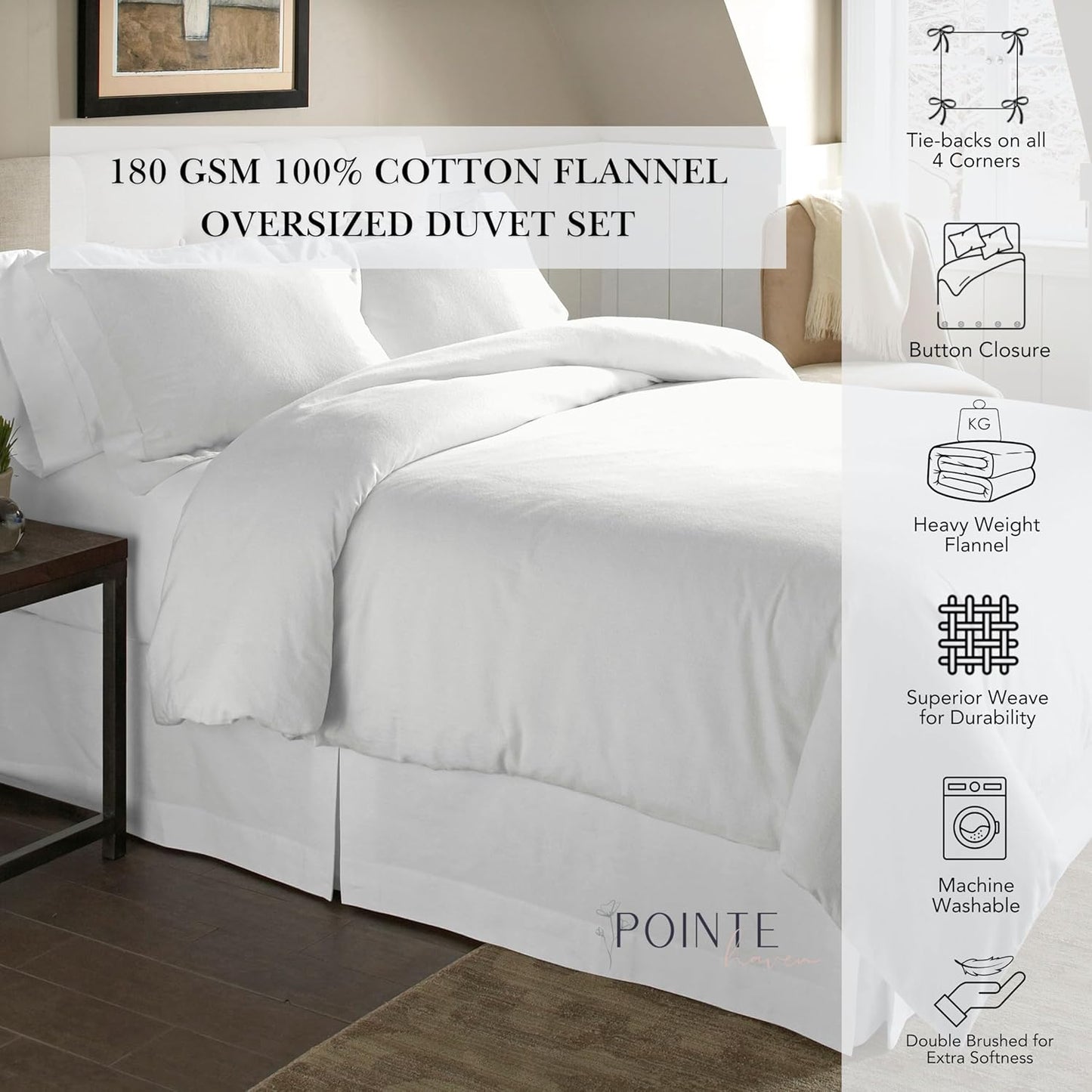 Pointehaven 180 GSM Cotton Flannel Duvet Set - Twin/Twin XL, Zebra 45