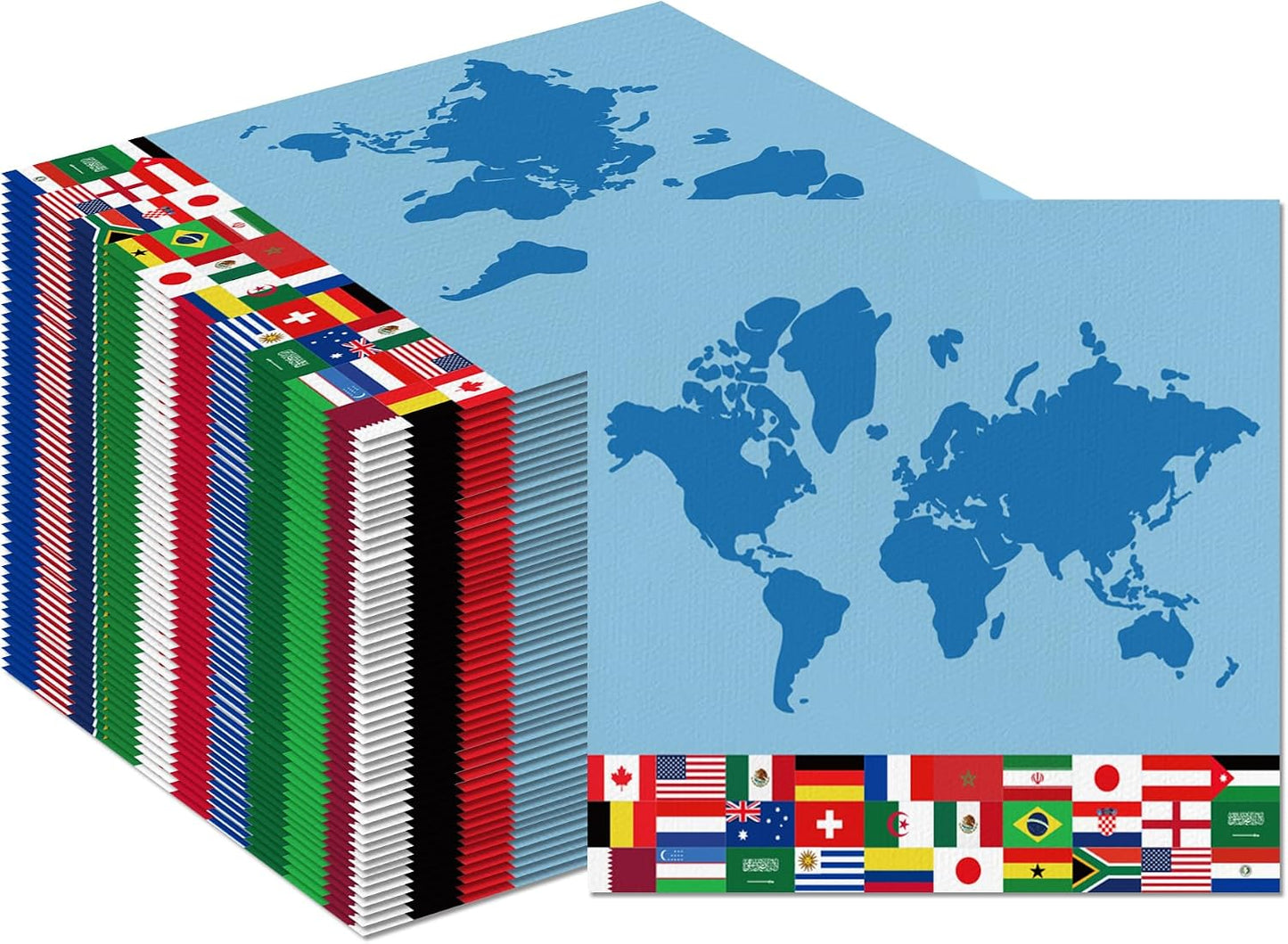 100 Count International Flag Napkins World Flags Party Decorations Disposable Paper Guest Towels for Soccer Sports Gatherings Celebration Kitchen Bathroom Decorations BST202
