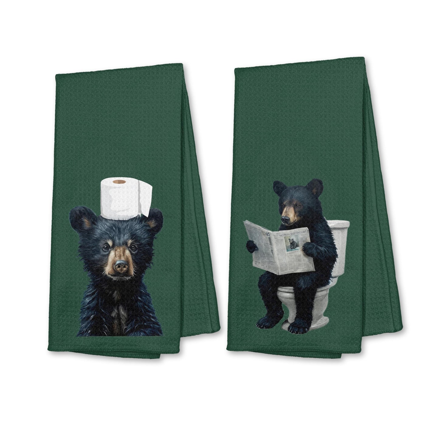 Funny Bear Bathroom Hand Towels Set of 2, Hello Sweet Bear Bathroom Decor, Funny Wild Animal Hand Towels for Washroom Restroom Decor, 16x24 Inch BST326L