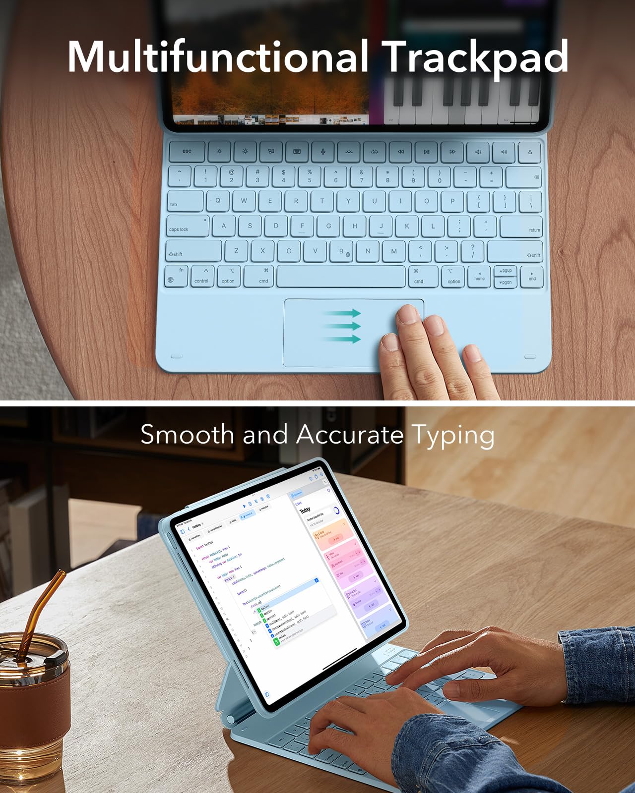 ESR for iPad Air 11 Inch Case with Keyboard M4/M3/M2 (2026/2025/2024) & iPad Pro 11/Air 5th/4th Gen Keyboard, Easy-Set Magnetic Stand, Portrait/Raised Modes, with Removable Protective Case, Black