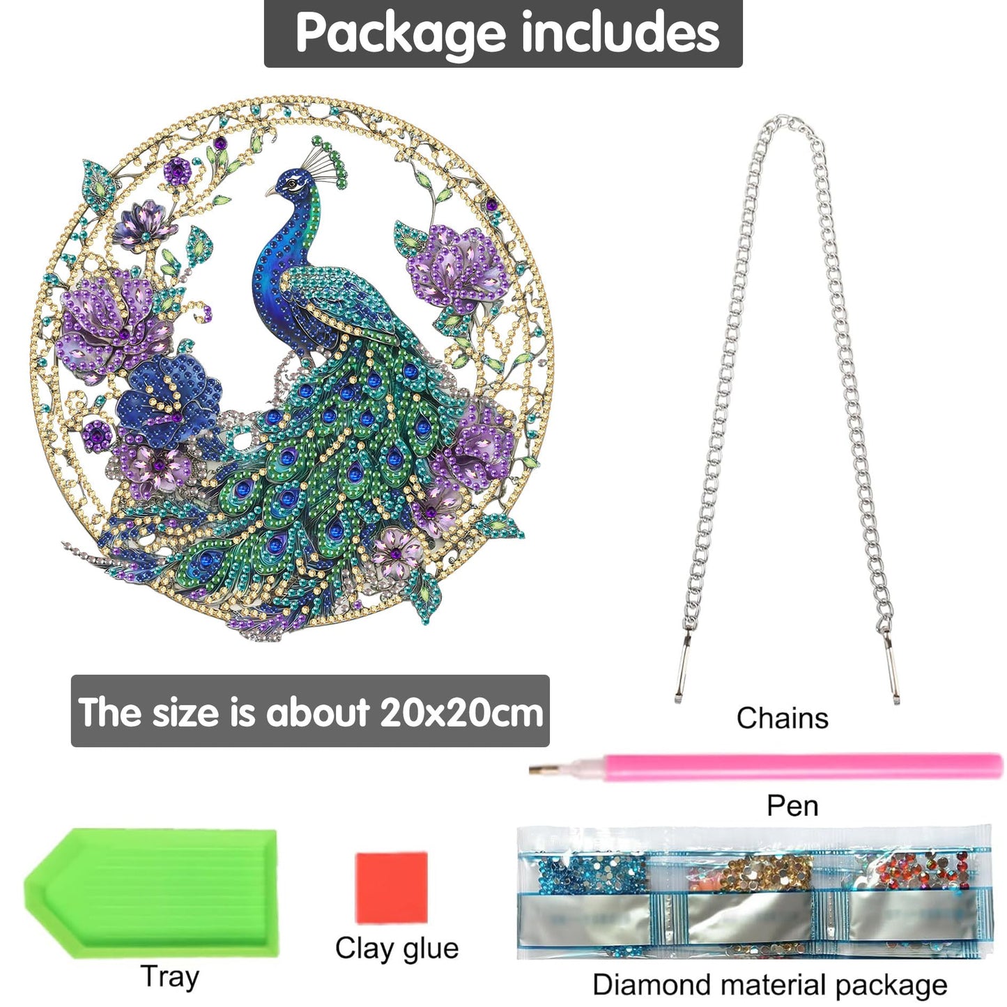 Bimkole Cat Diamond Art Hanging Kit for Adult, DIY 5D Animals Diamond Art Painting Window Pendant, Acrylic Crystal Art Hanging Ornament for Wall Home Garden Front Door Decor - 7.8x7.8 Inch BST220
