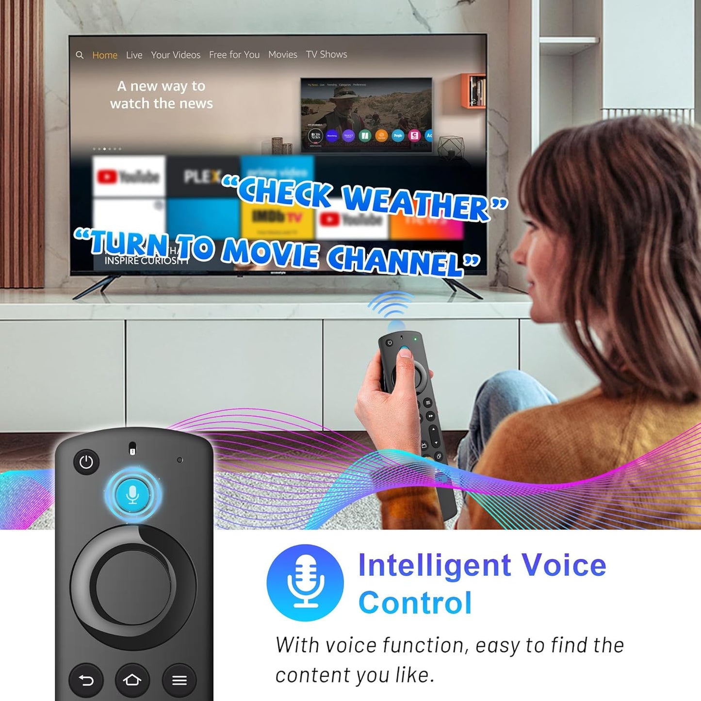 Replacement Voice Remote Control for All-Insignia-Toshiba-Pioneer-Series Smart TV/NS-RCFNA-21 RD4