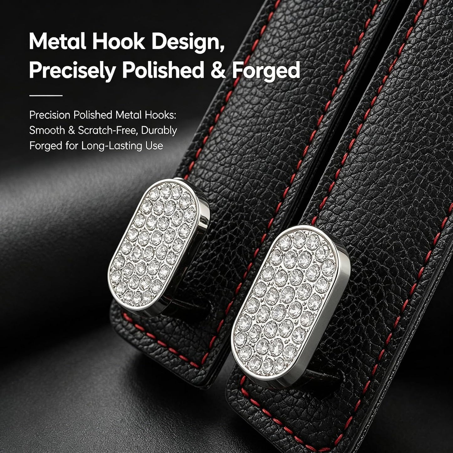 2Pcs Headrest Hooks for Car Seat Back Storage Black Car Hooks | Double Metal Hooks, Universal Purse Hook, Hidden Car Seat Hooks, No Tool Installation, for Purses, Handbags, Bags BST202