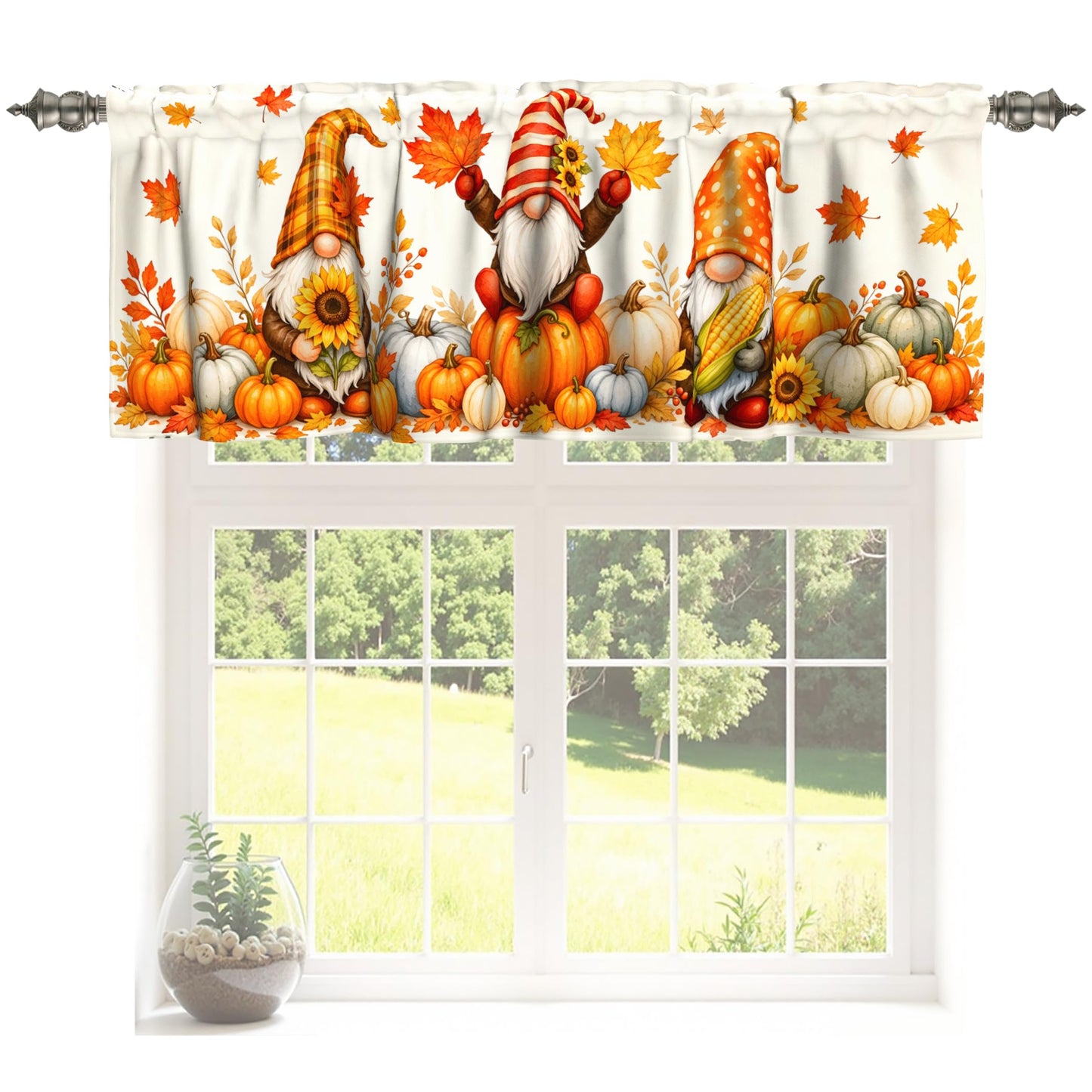 Patriotic Valance for Kitchen 2 Pack 54"x18" American Flag Curtains for Windows Red White Blue Stars 4th of July Independence Day Eucalyptus Leaf Window Treatment Rod Pocket Valance for Home Decor BST326L
