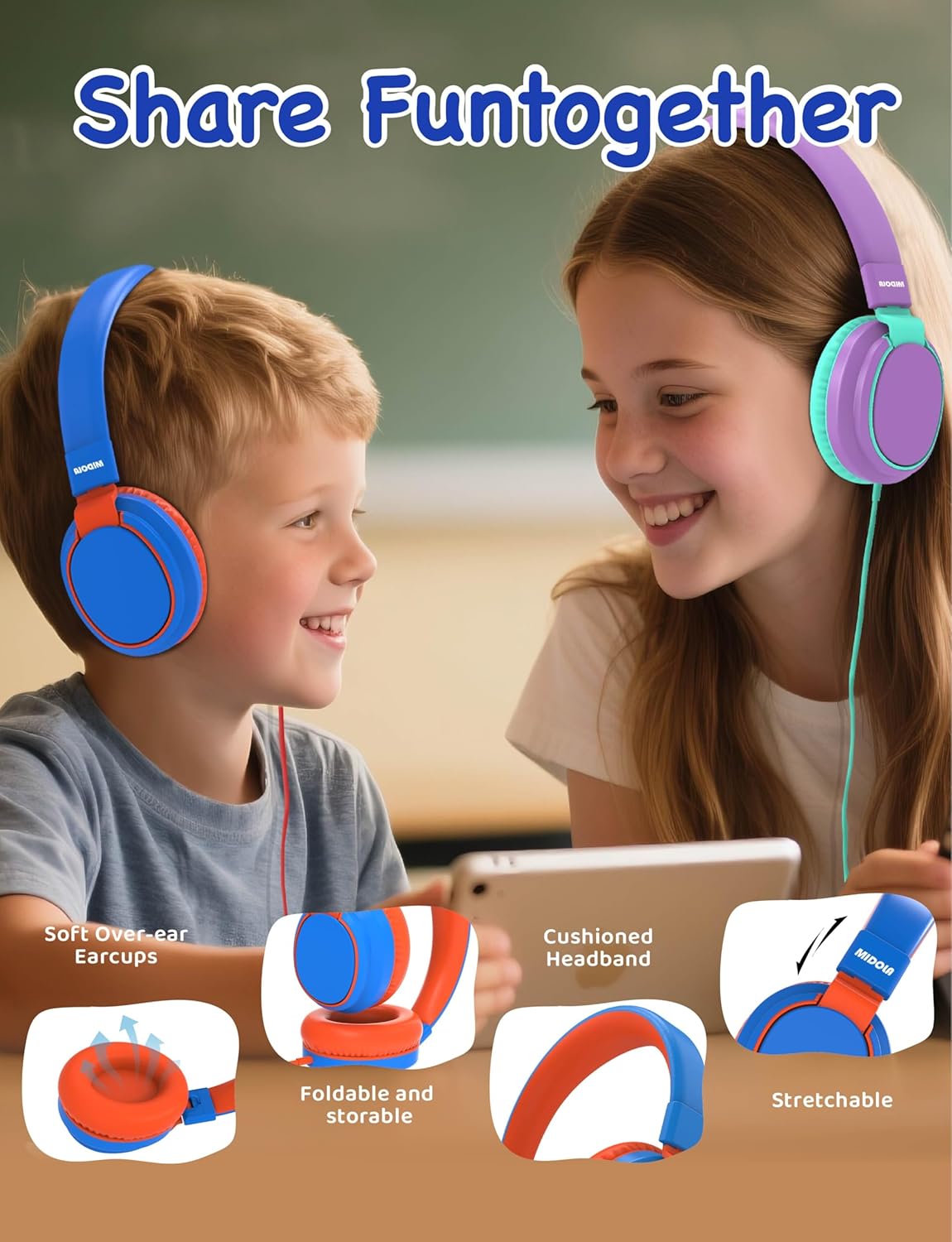 MIDOLA Kids Headphone Wired 38