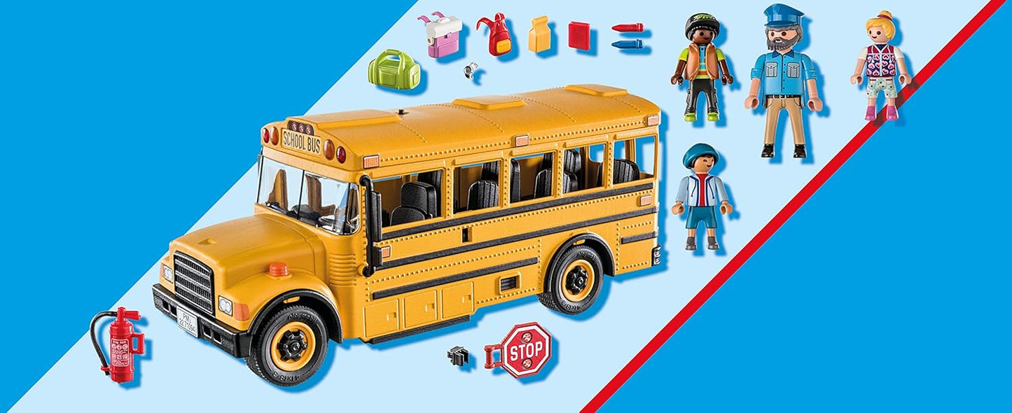 Playmobil School Bus with Accessories and 4 Figures 62