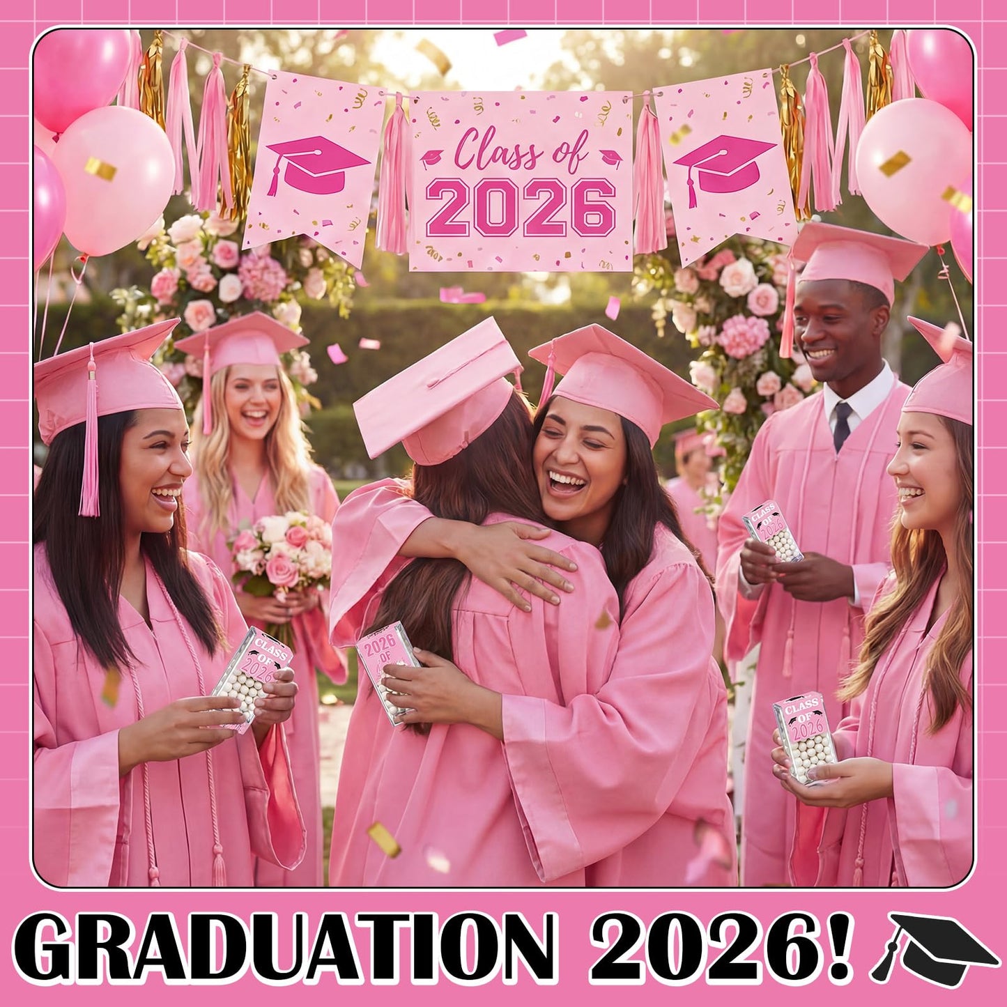 AceOrbit 2026 Graduation Candy Jar Bulk for 24 Guest 3.54 Inch Empty After Dinner Candy Tube Buffet Container Acrylic Box with Sticker for Class of 2026 End of Year Gifts Multi-item Party Favor(Blue) WN420