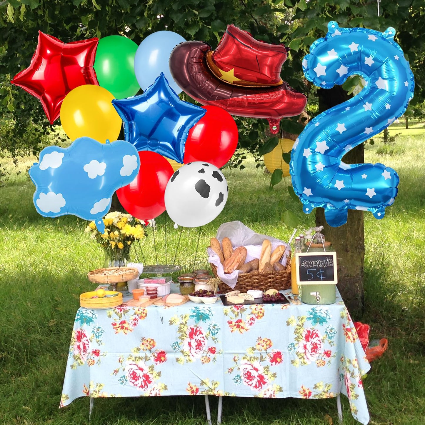 11-Pack Cowboy Theme Balloon Set, Farm Theme Decorations, Balloons with Hats and Clouds, Boys and Girls Birthday Party Supplies (1) BST202