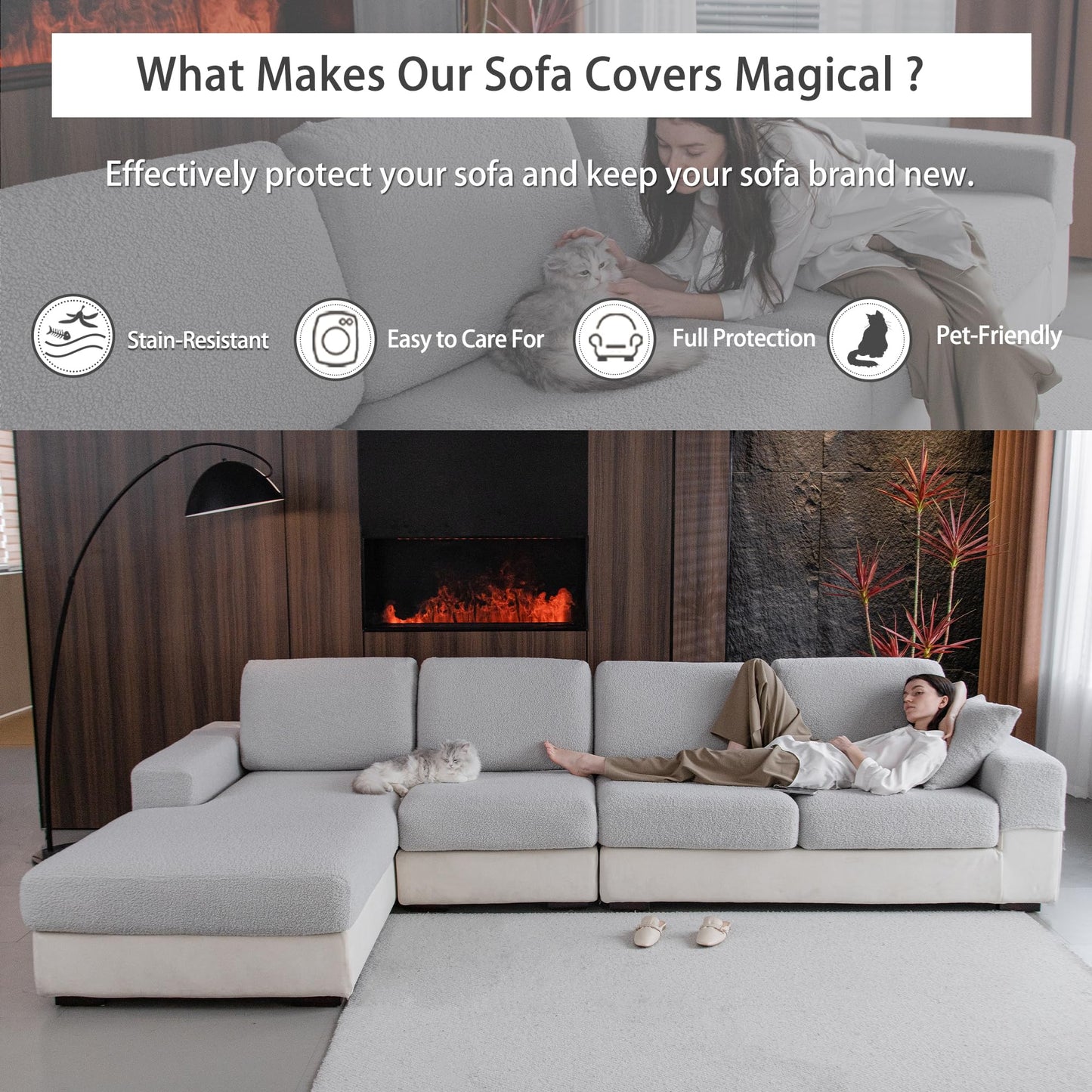 OHSIO Couch Cushion Covers for Sectional Sofa, Stretch Soft Sofa Slipcovers Washable Wear-Resistant Universal Furniture Protector for Living Room(1 Piece Oversized Cover, Green) BST202