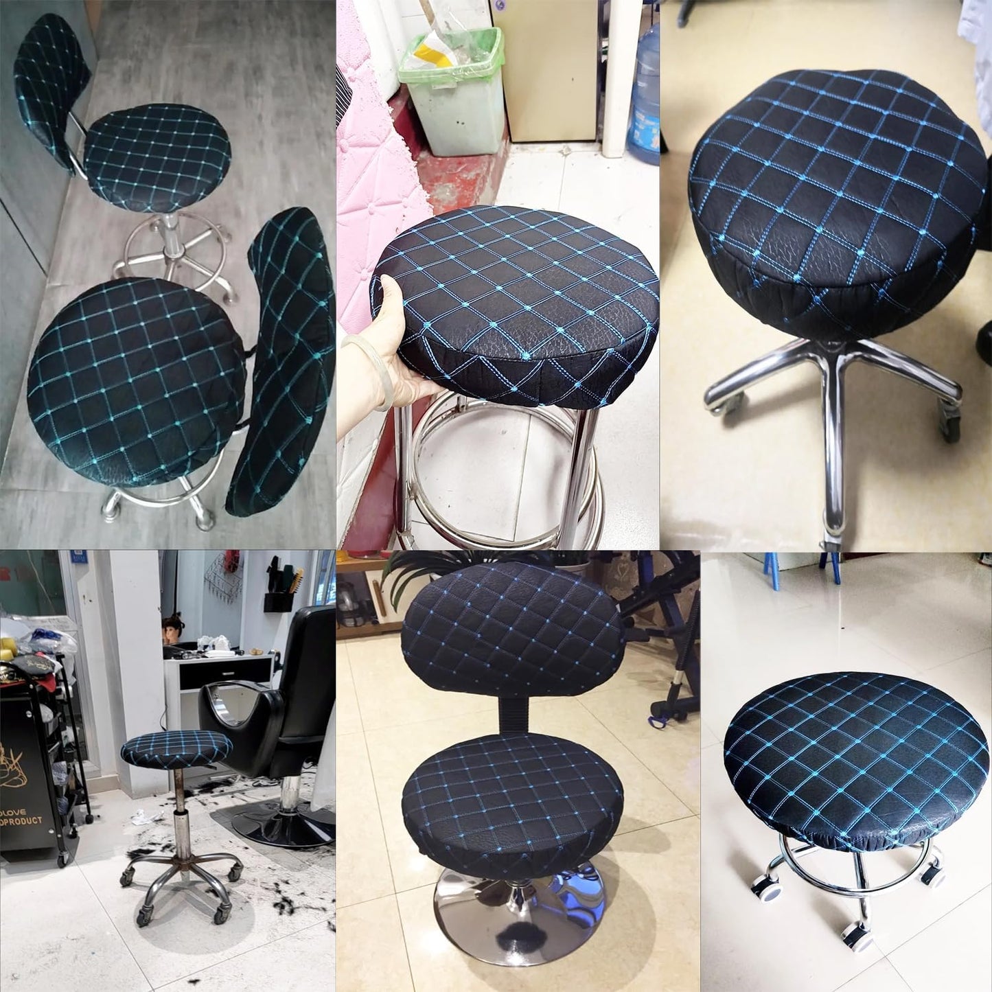 Bar Stool Cushion Round Rolling Stool Seat Cover Foam Padded Bar Stool Seat Cushions for Kitchen Island Bar Stools 13 Inch 14 Inch Metal Shop Stool Tattoo Salon Swivel Task Chair Spa Barstools BST326L