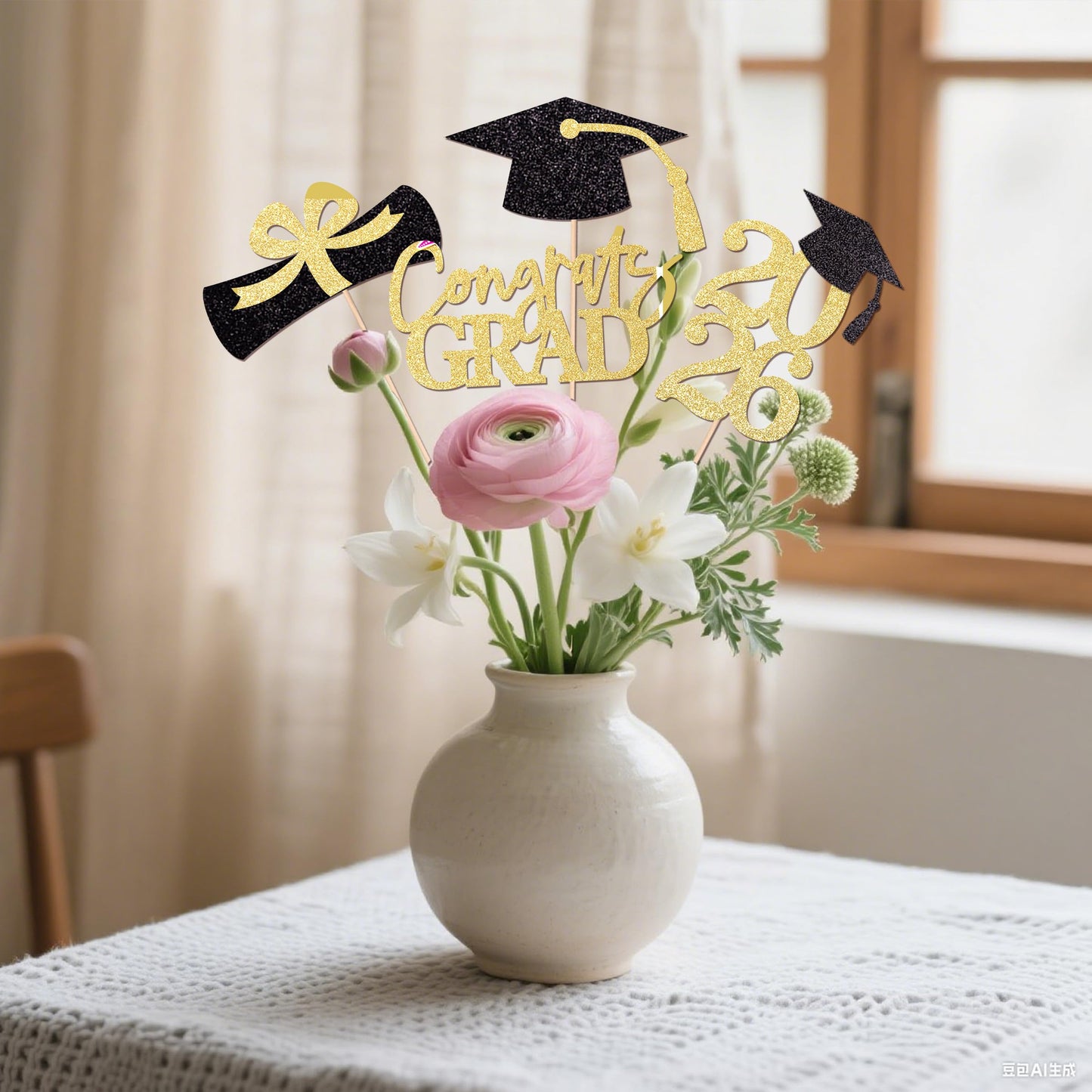 Graduation Centerpieces Class of 2026, 16 PCS Red Blue Double-Sided Table Toppers, Congrats Grad Party Decorations Supplies (Set of 4 Designs) WN420