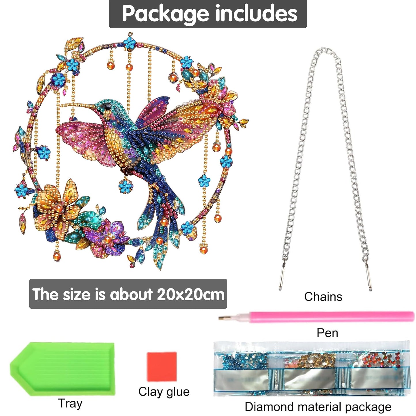Bimkole Cat Diamond Art Hanging Kit for Adult, DIY 5D Animals Diamond Art Painting Window Pendant, Acrylic Crystal Art Hanging Ornament for Wall Home Garden Front Door Decor - 7.8x7.8 Inch BST220