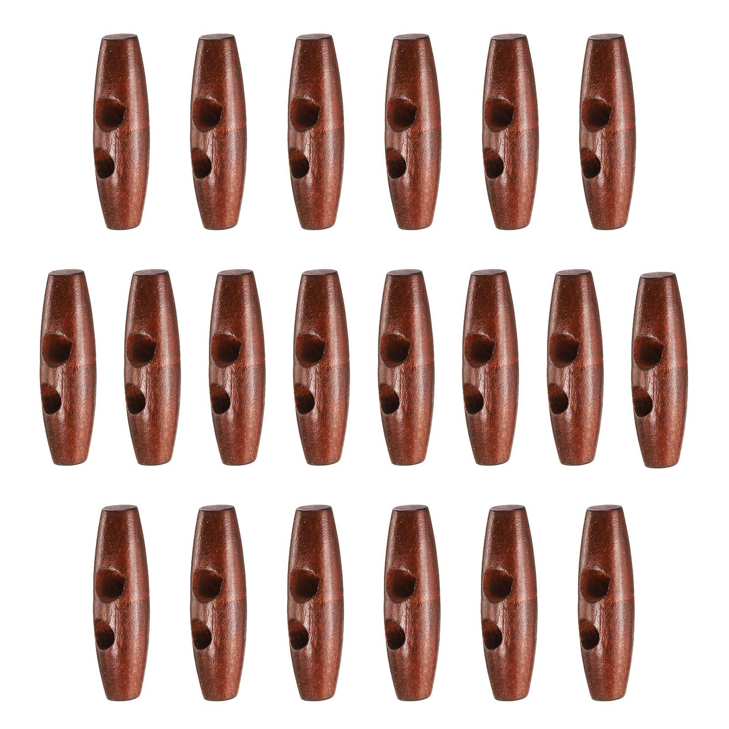 HARFINGTON 60mm / 2.4" Wooden Toggle Buttons 20pcs 2-Hole, Maroon | Wood Olive Sewing Buttons Horn Oval Buttons Sewing Accessories for Coat Sweaters Clothing DIY Craft BST326L