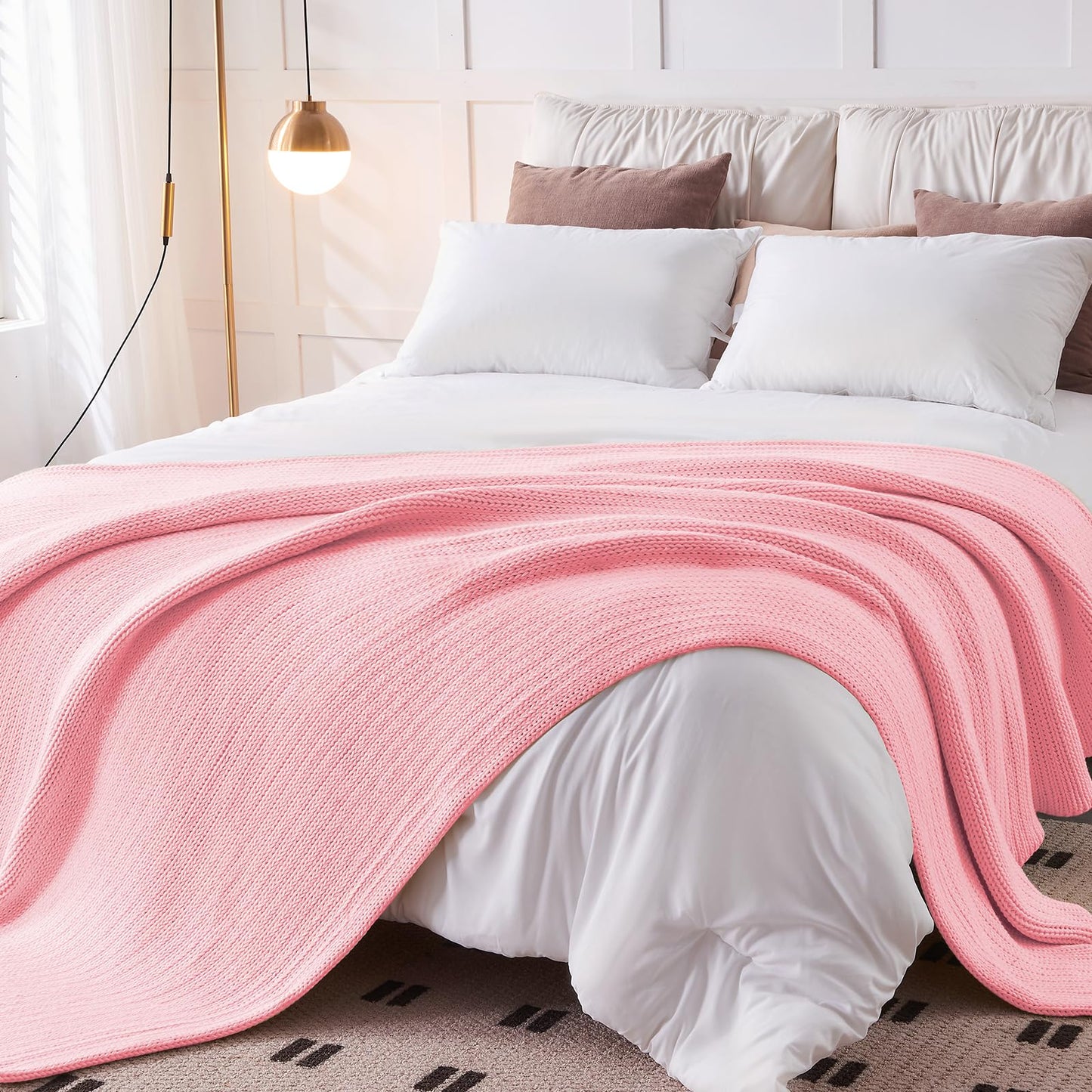 L'AGRATY Knitted Weighted Blanket - 48"x72" 12lbs Cooling Chunky Knit Heavy Blanket for Adults Braided Crochet Throw Thick Cable Yarn Knit Decorative No Beads Evenly Weighted Machine Washable | No Beads Evenly Weighted Machine Washable Chunky Braided Croc