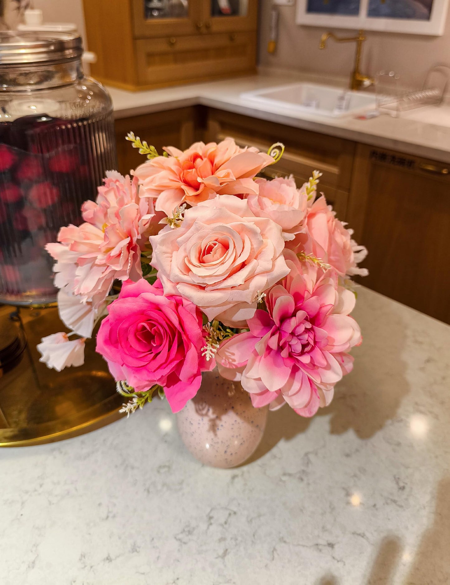 Artificial Flowers for Home Decorations: Purple Silk Fake Flowers Bulk Boxed Set, Peony Roses Bouquets with Stems for Table Centerpiece, DIY Wedding, Bridal Shower, Graduation Cap & Tea Party BST220