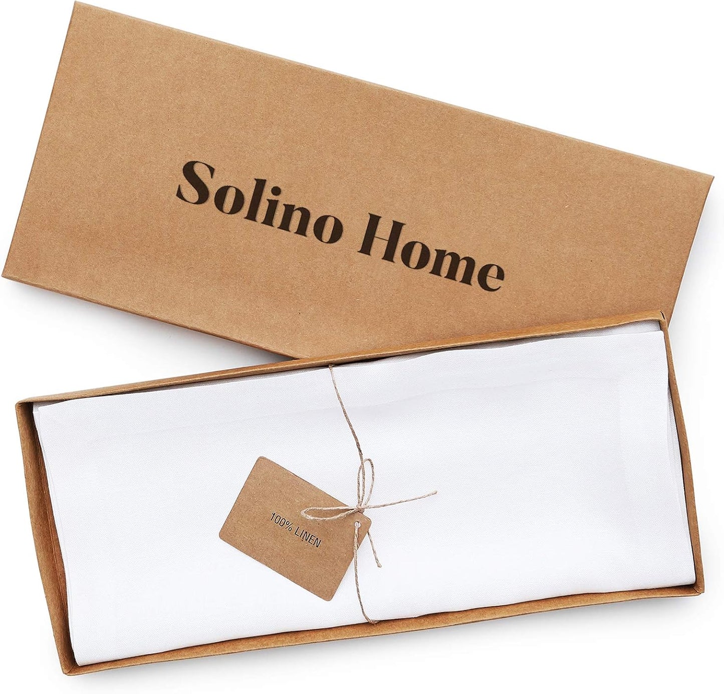 Solino Home 100% Linen Dining Table Runner White Woven, Fete 14 x 36 in | Table Runners for dining, console and side tables | neatly mitered corners, artisan crafted | Pure Linen | OEKO-TEX Certified BST326SOLH