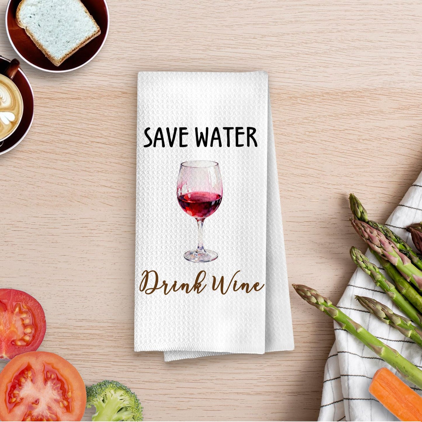 Funny Wine Kitchen Decor - Wine Gifts Waffle Dish Towels for Kitchen, Hostess Gifts Hand Towels, Housewarming Gift Tea Towel, 16x24 Inch BST220