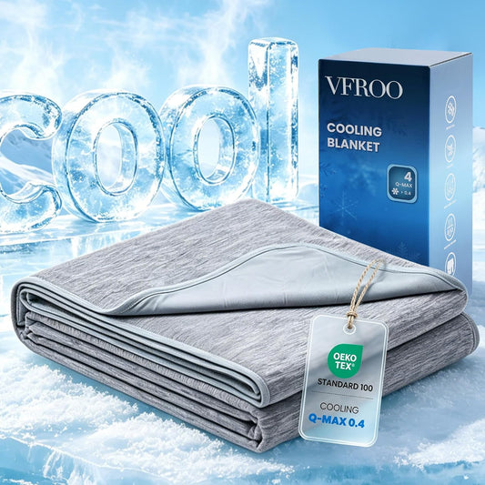 VFROO Cooling Blanket for Hot Sleepers Twin Size 60''×80'', Summer Blanket Thin Lightweight Breathable, Absorbs Sweat Heat to Keep Adults Cool, Cold Blanket for Sleeping on Bed Couch, Grey BST326H