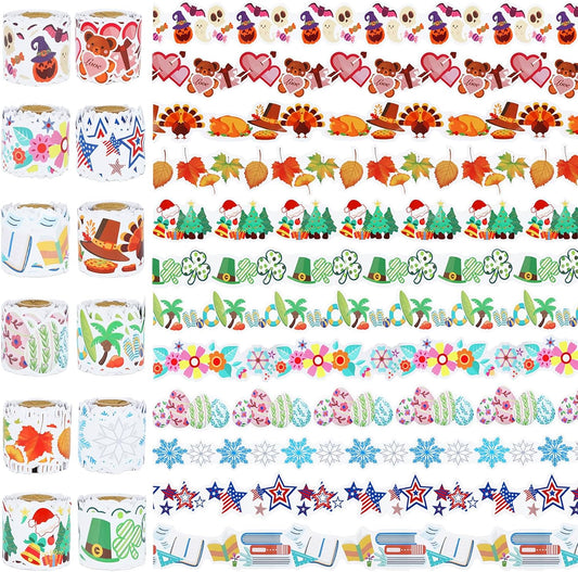 12 Rolls 394ft Holiday Bulletin Board Borders, Bulletin Board Decorations, Pumpkin Halloween Thanksgiving Christmas Trim for School Classroom Wall Decor BST326H