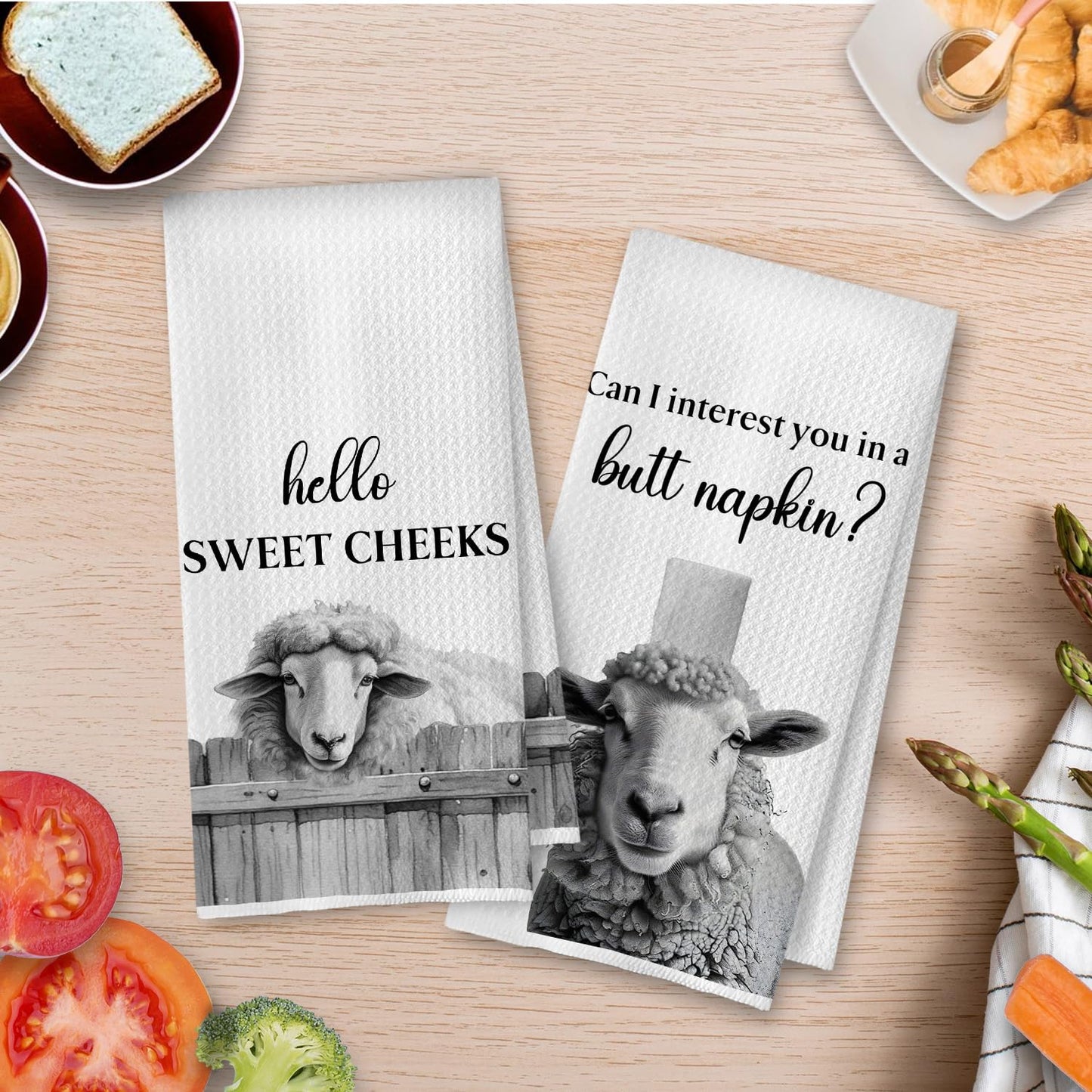Raccoon Gifts Bathroom Towels Set - Raccoon Gifts Decorative Hand Towels, Hello Sweet Cheeks Bathroom Decor, 16x24 Inches Set of 2 BST220