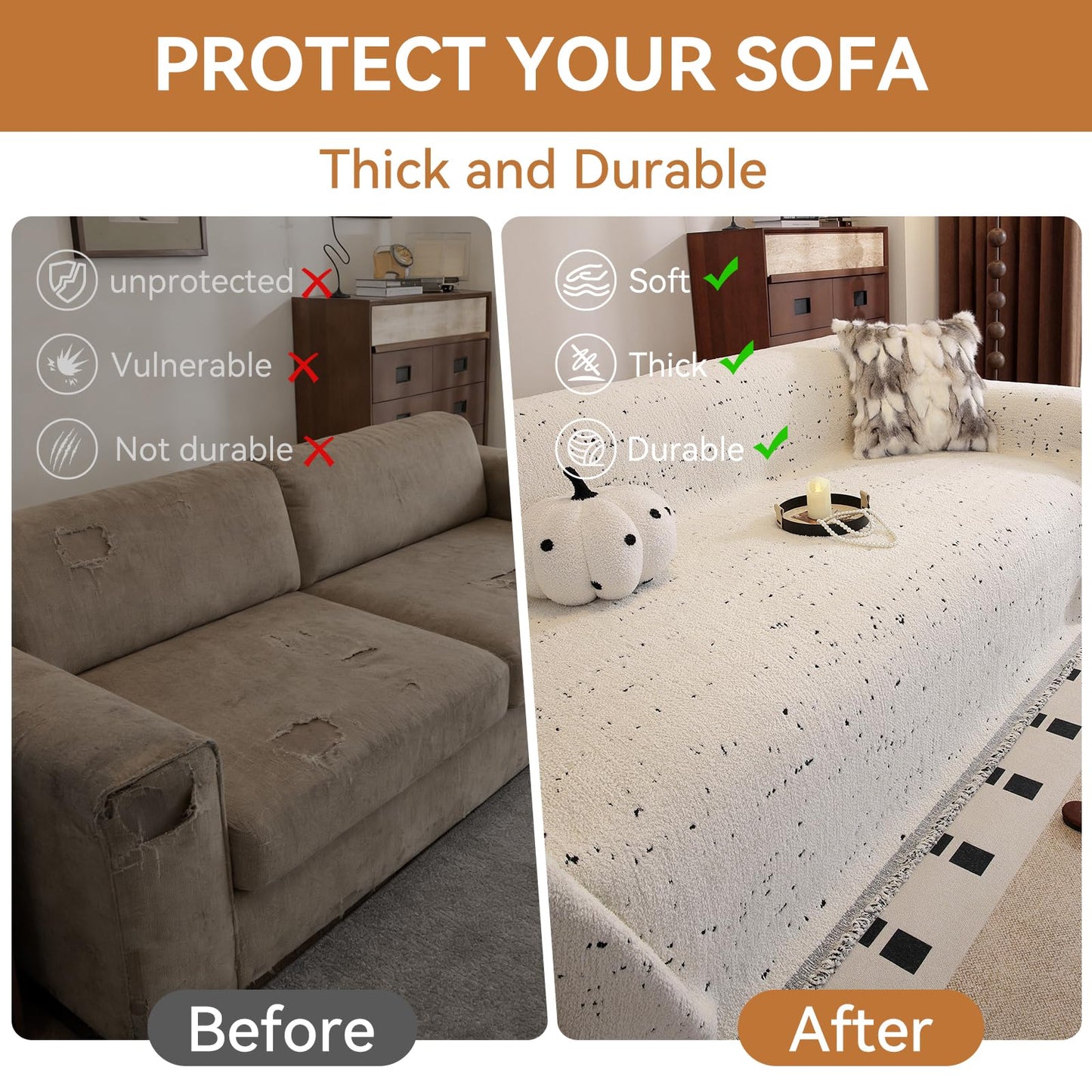 YDKGL Couch Covers Sofa Covers for Sectional Sofa 3 Cushion Sofa Pet Friendly, L Shaped Couch Cover Blanket Washable Non Slip Furniture Protector, Soft Sofa Slipcover for Kids Dogs, Dark Grey 91"x134" BST220