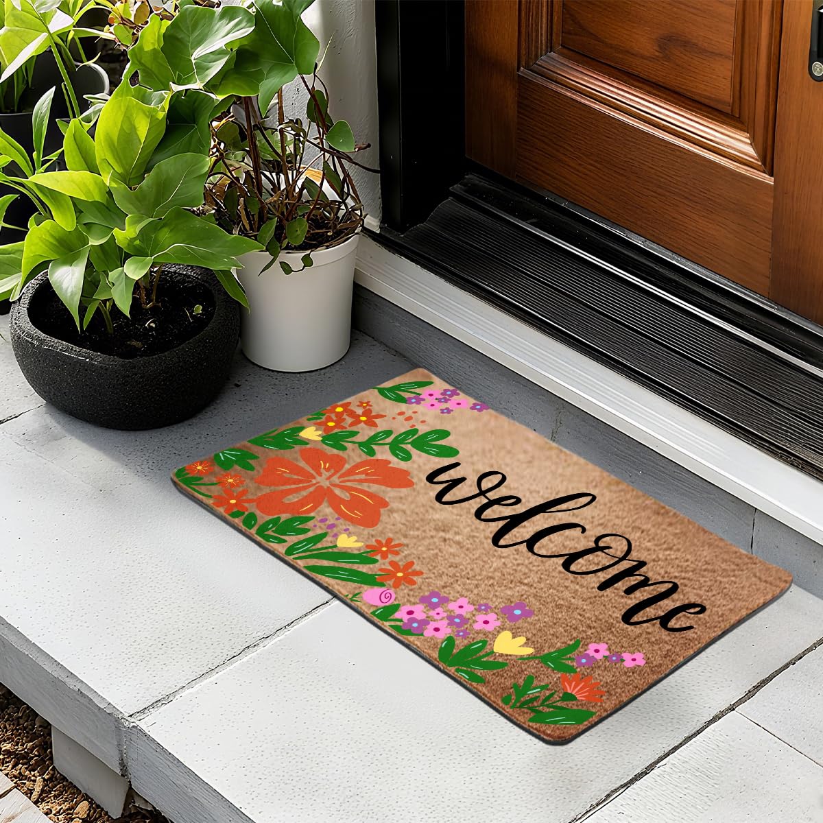 Funny Cat Door Mat 18x30 Inch, Faux Coco Coir Doormat with Non-Slip PVC Backing, Cats Printed Welcome Mat for Outdoor Indoor Entryway Porch Home Kitchen Patio, Cat Lover Gifts for Women Mom BST202