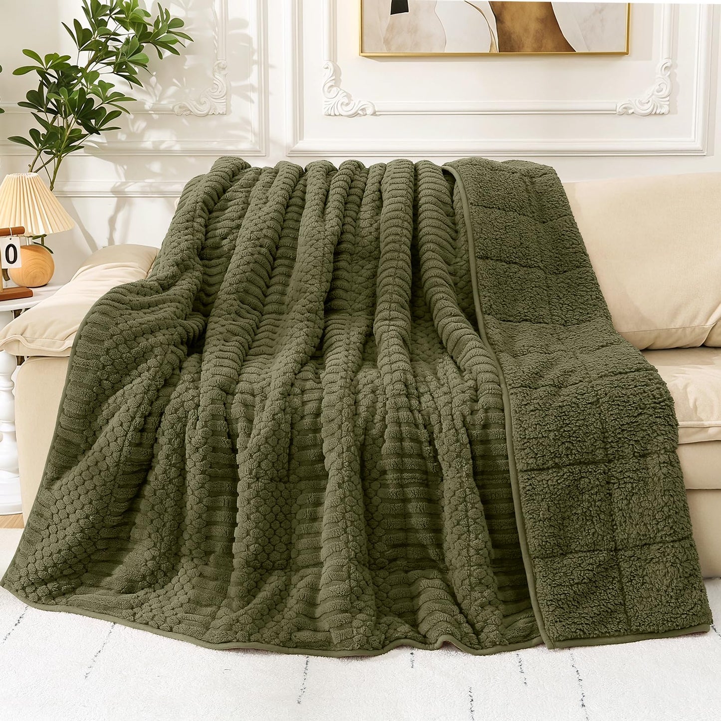 Cottonblue Sherpa Fleece Weighted Blanket for Adults 15 lbs 48x72in Soft | Cozy Flannel Weighted Throw Blankets Full Size for Calming Sleeping Relaxing, Warm Fuzzy Bed Sofa Heavy Blanket Washable,Grey BST202