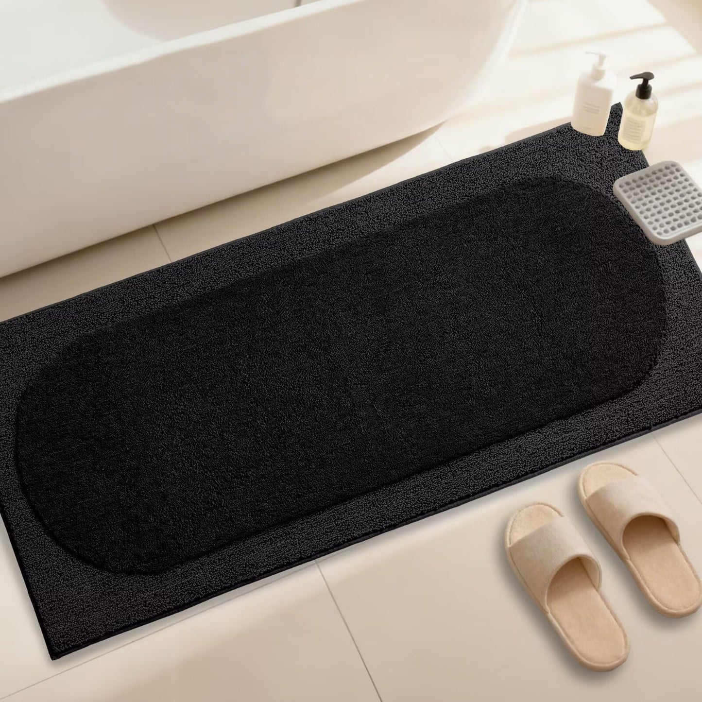 DEXDE Bathroom Rugs Non-Slip Mat for Bathroom Floor Shower,24x16 Beige | Thick Soft Absorbent Bath Mat, Quick Dry Microfiber Rug, Machine Washable Shower Floor Bathroom Mat Home Decor Accessories BST220