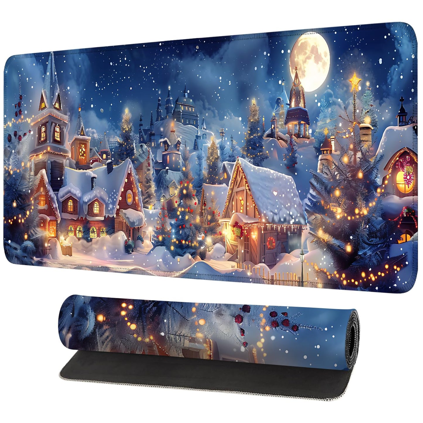 Mouse Pad Gaming Mousepad 31.5 x 11.8in Large Mouse Pad for Keyboard and Mouse with Anti-Slip Rubber Base, Keyboard Pad XL Mouse Mat for Home and Office,Snowy Forest WN420