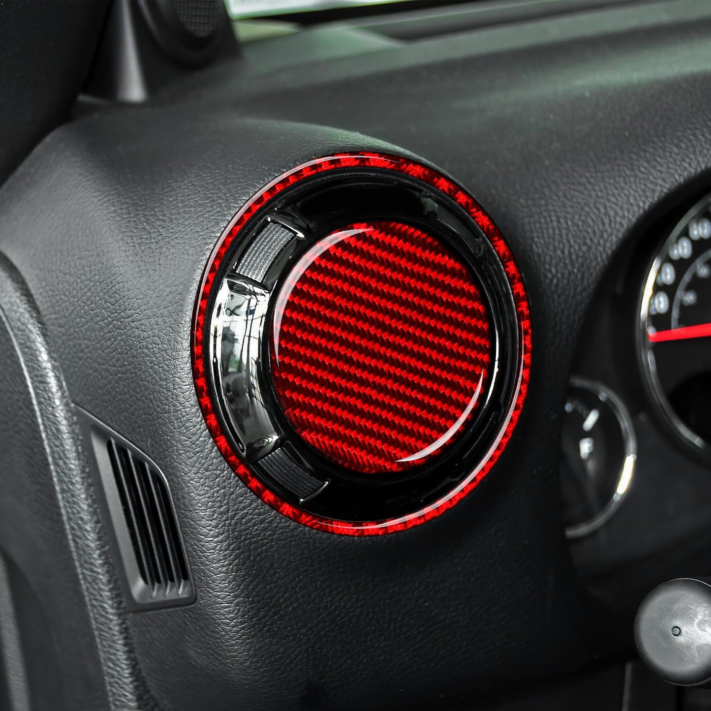 Car Gear Shift Lower Panel Sticker Carbon Fiber Decal Interior Trim Cover for Jeep Wrangler 2011 2012 2013 2014 2015 2016 2017 Accessories (Red) BST220