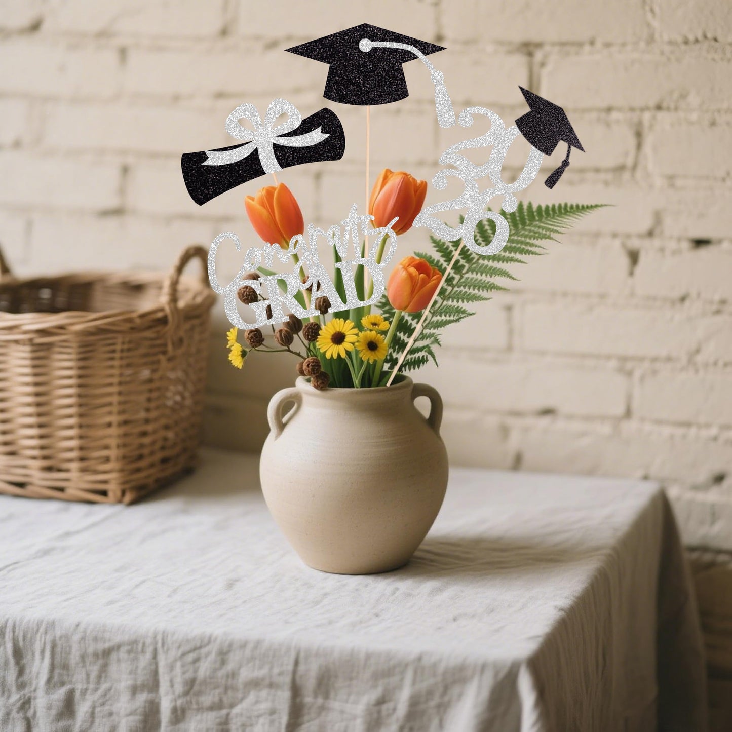 Graduation Centerpieces Class of 2026, 16 PCS Red Blue Double-Sided Table Toppers, Congrats Grad Party Decorations Supplies (Set of 4 Designs) WN420